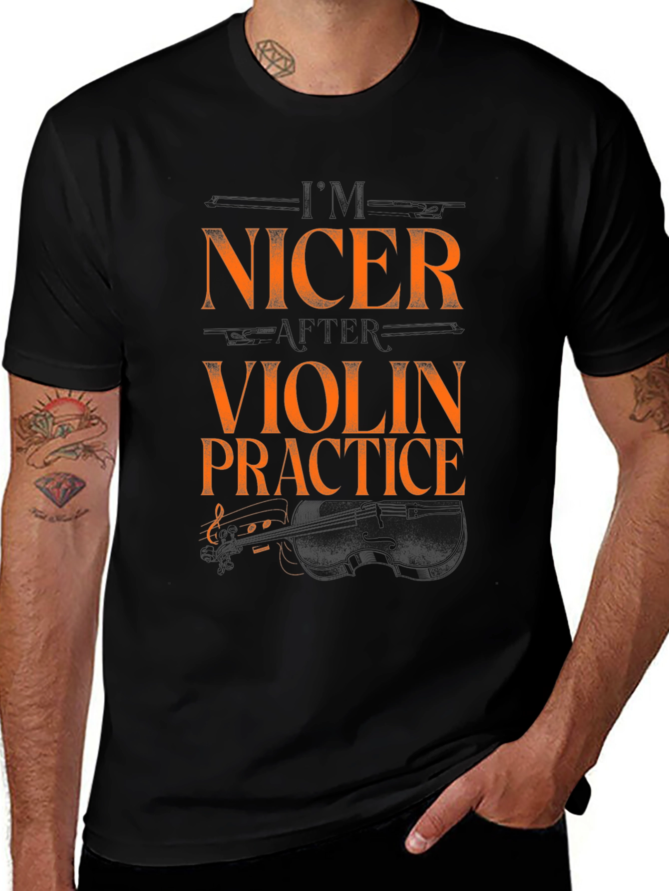 Variant 27 of Nicer Violin Practice Black Graphic Tee