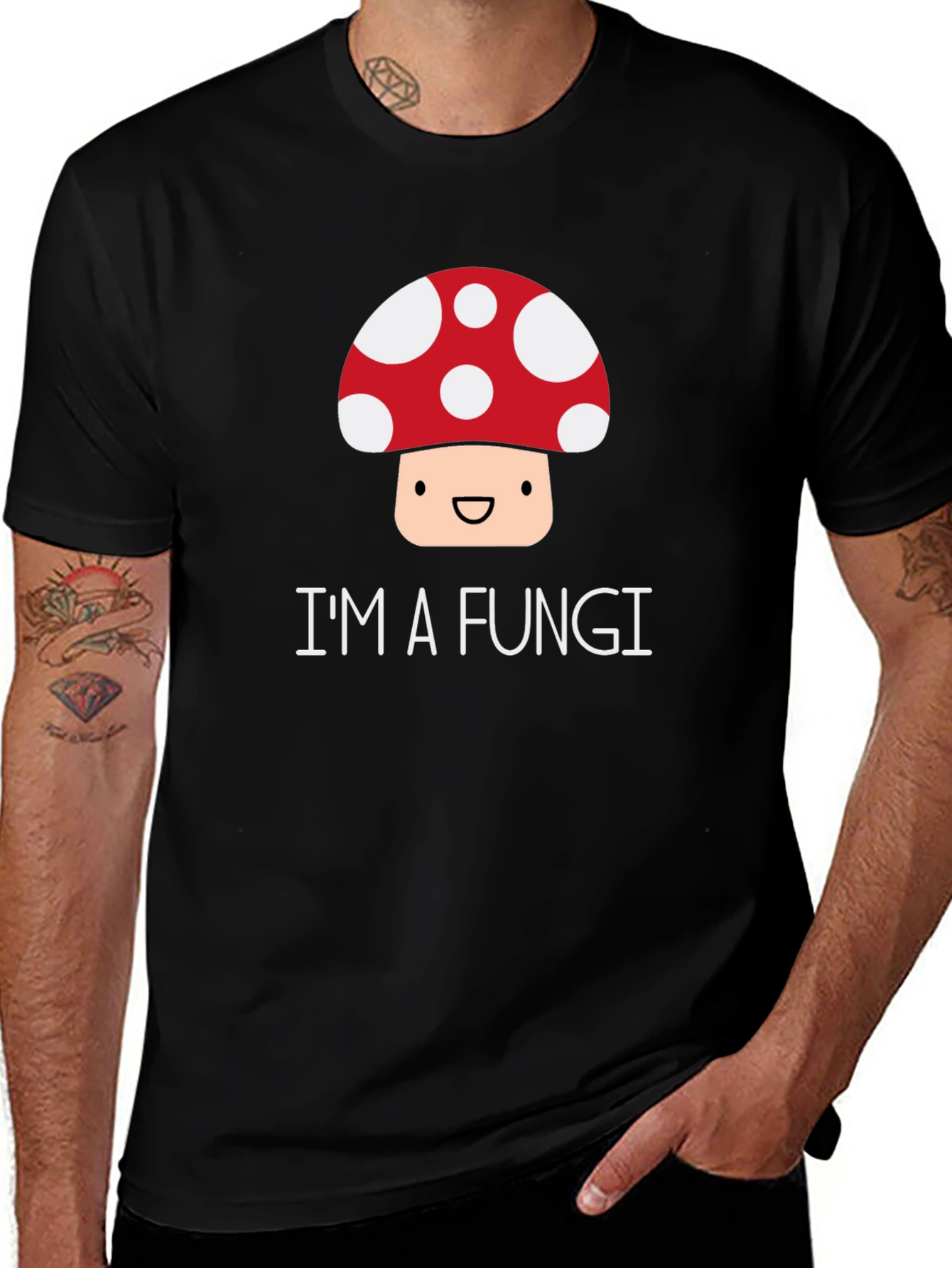 Variant 28 of I'm a Fungi Mushroom Graphic Tee - Black