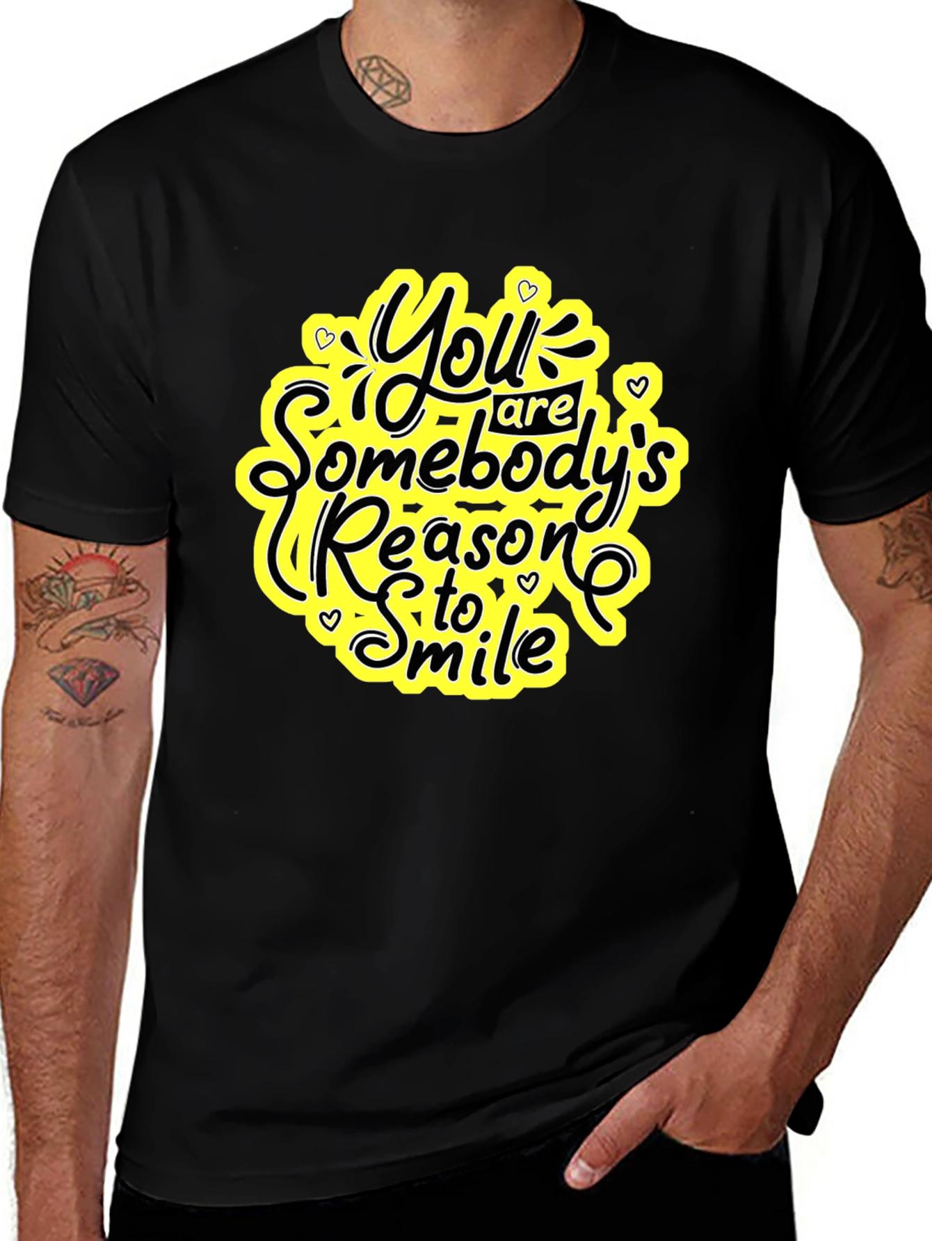 Inspirational Black T-Shirt: 'Somebody's Reason to Smile'