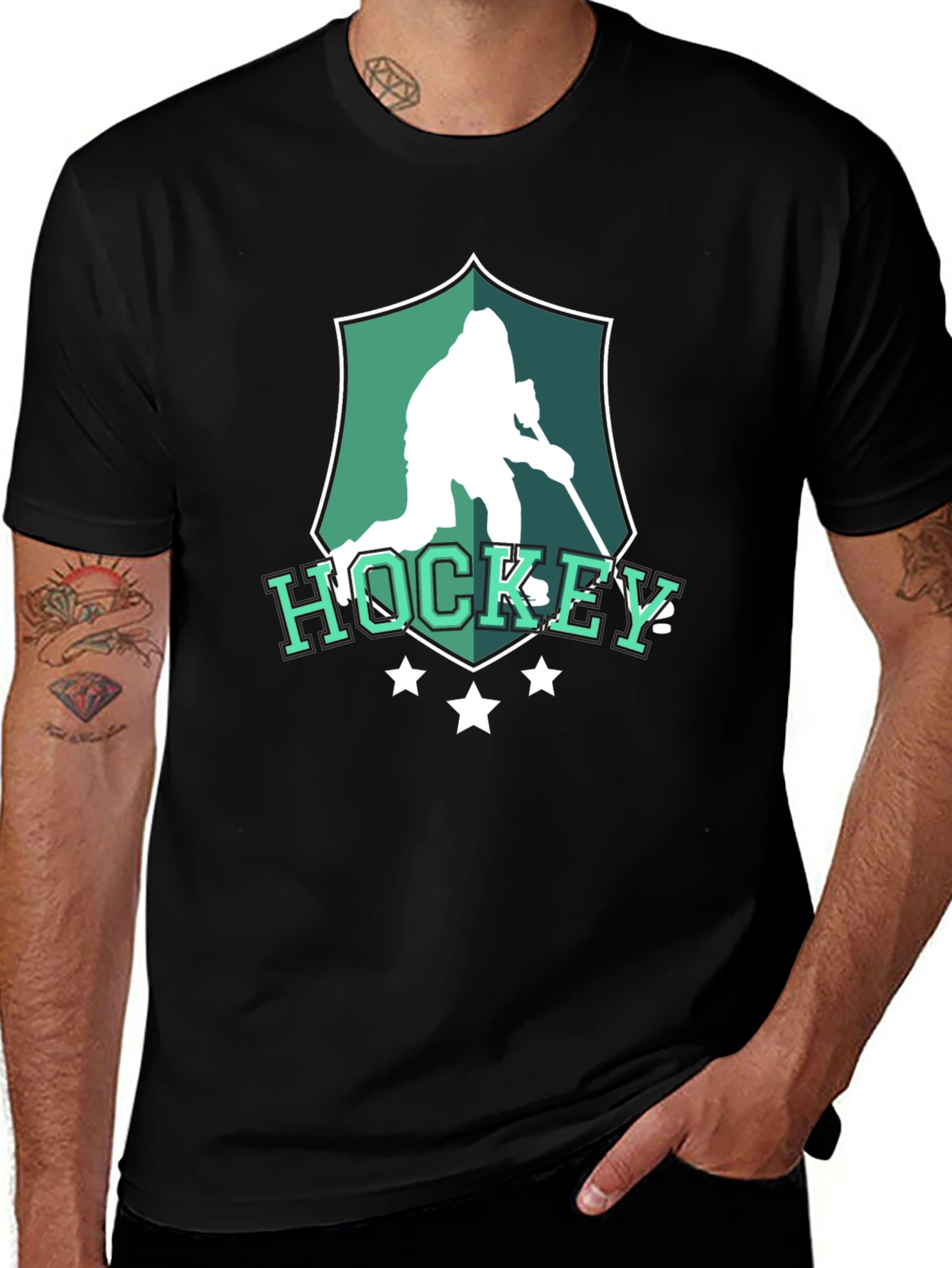 Variant 15 of Hockey Player Graphic Tee - Black