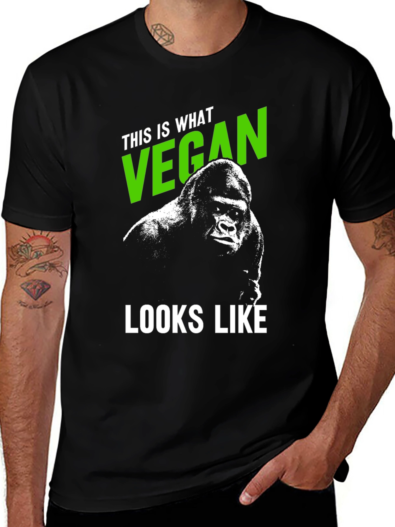 Variant 30 of Vegan Gorilla Graphic Tee - Black T-Shirt