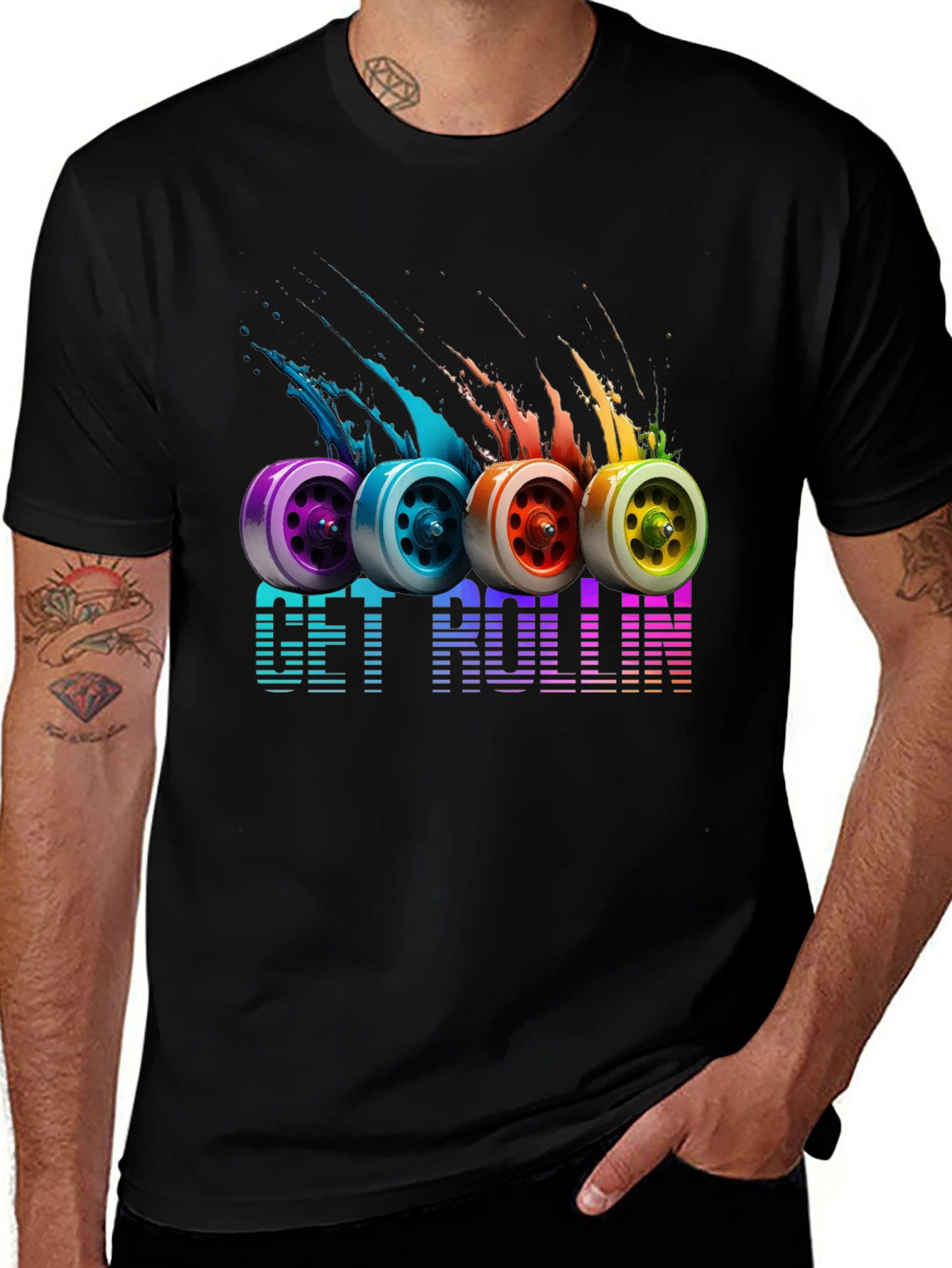 Get Rollin' Graphic Tee - Vibrant Roller Skate Design