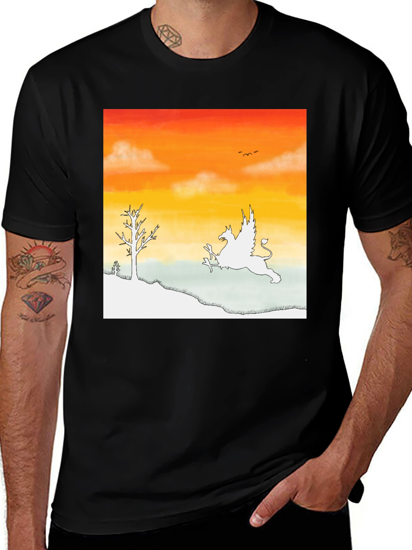 Variant 24 of Griffin Sunset Graphic Tee - Fantasy Inspired Art