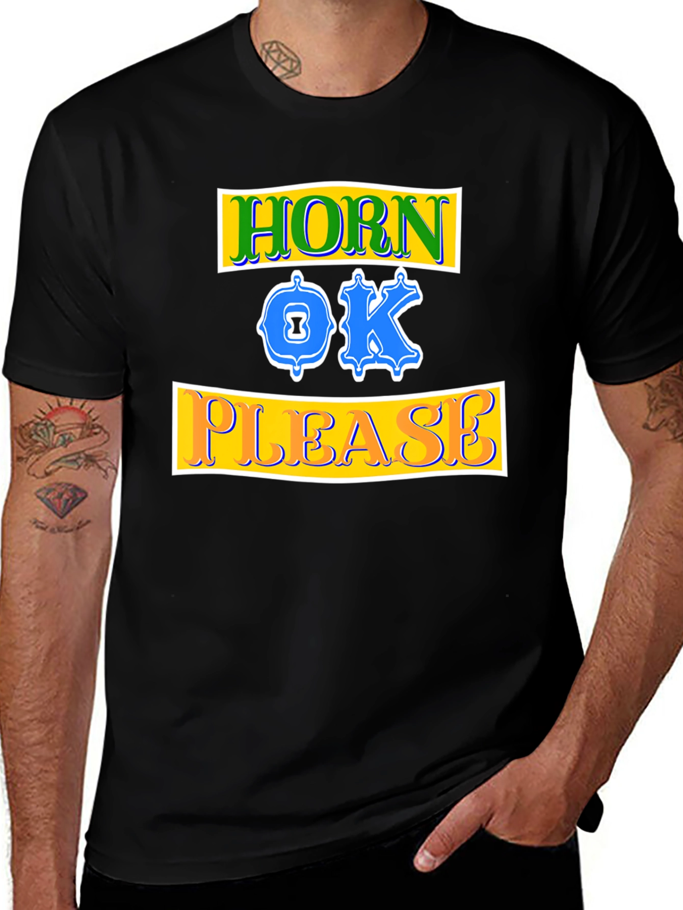 Variant 27 of Horn OK Please Graphic T-Shirt - Novelty Design