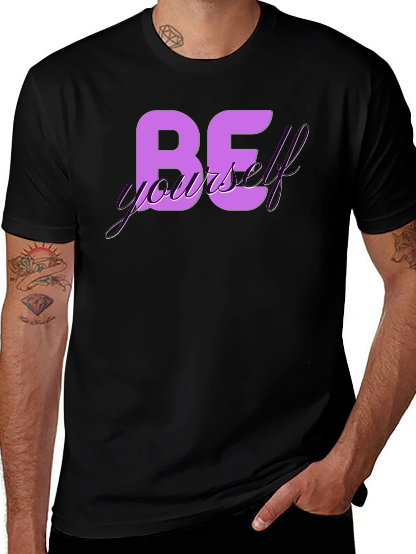 Variant 4 of Be Yourself Graphic Tee - Trendy Black T-Shirt