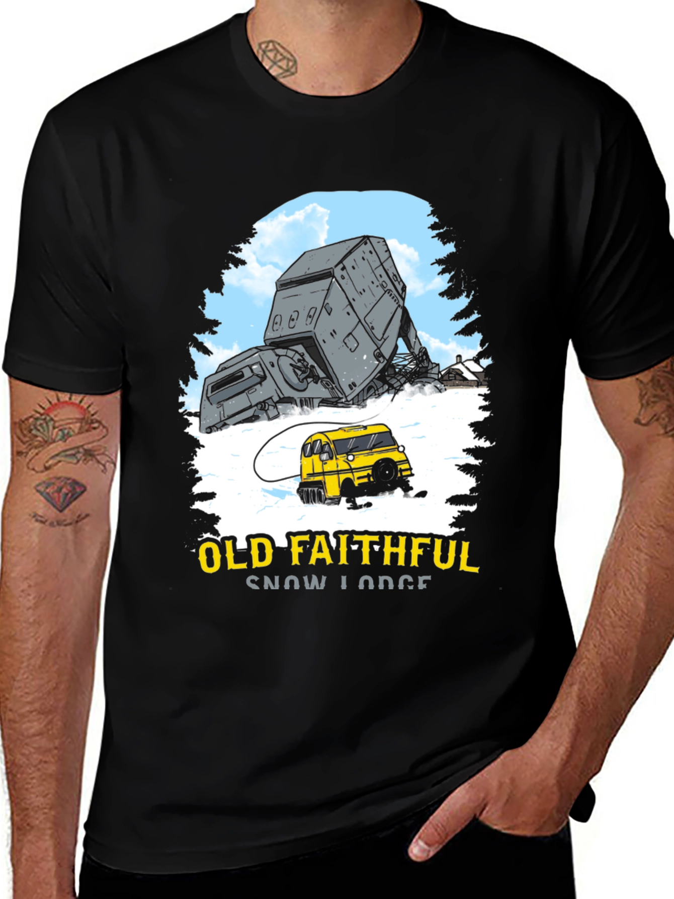 Black Old Faithful Snow Lodge Graphic Tee main image