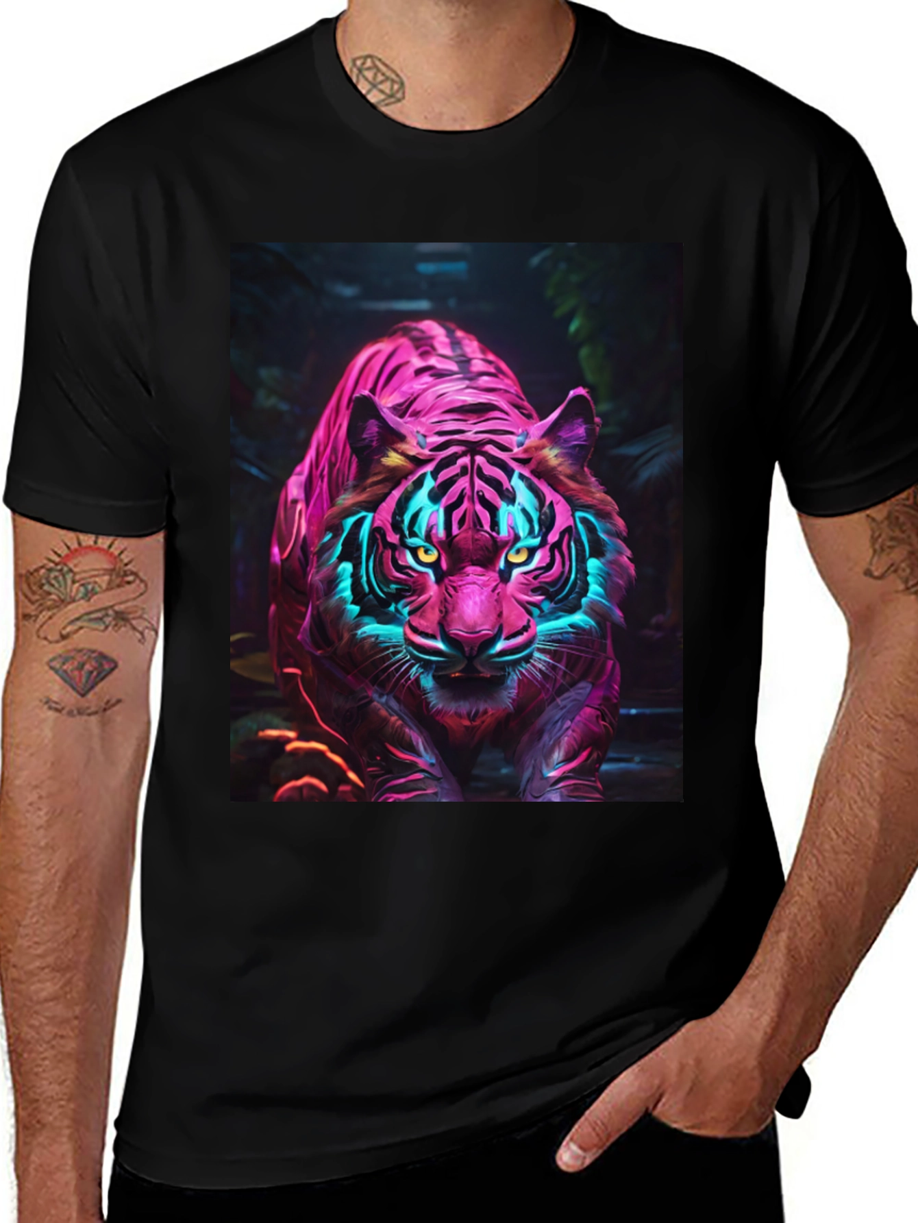 Variant 22 of Neon Tiger Graphic Tee - Stylish Animal Print