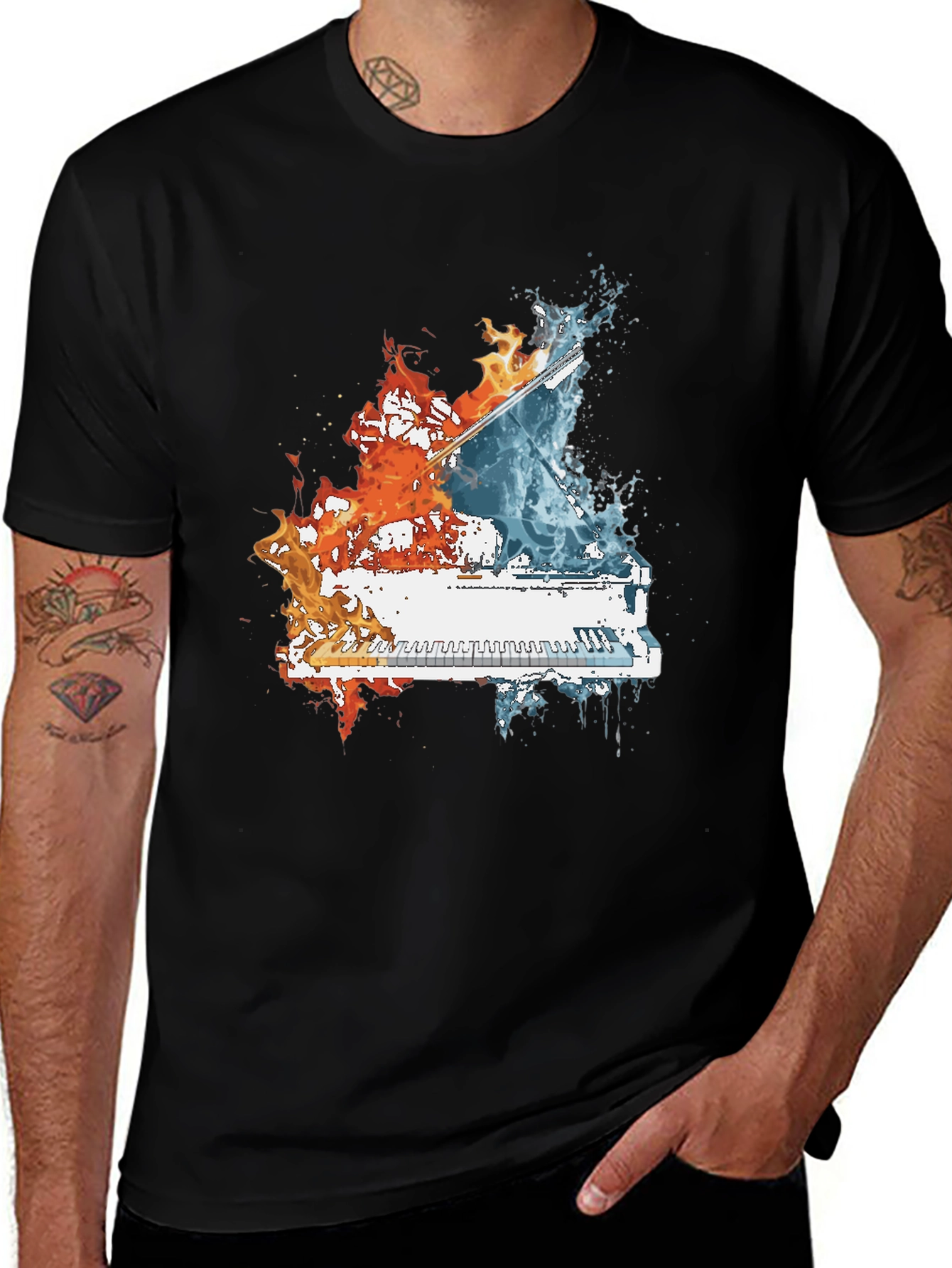 Variant 9 of Fire and Water Piano T-Shirt