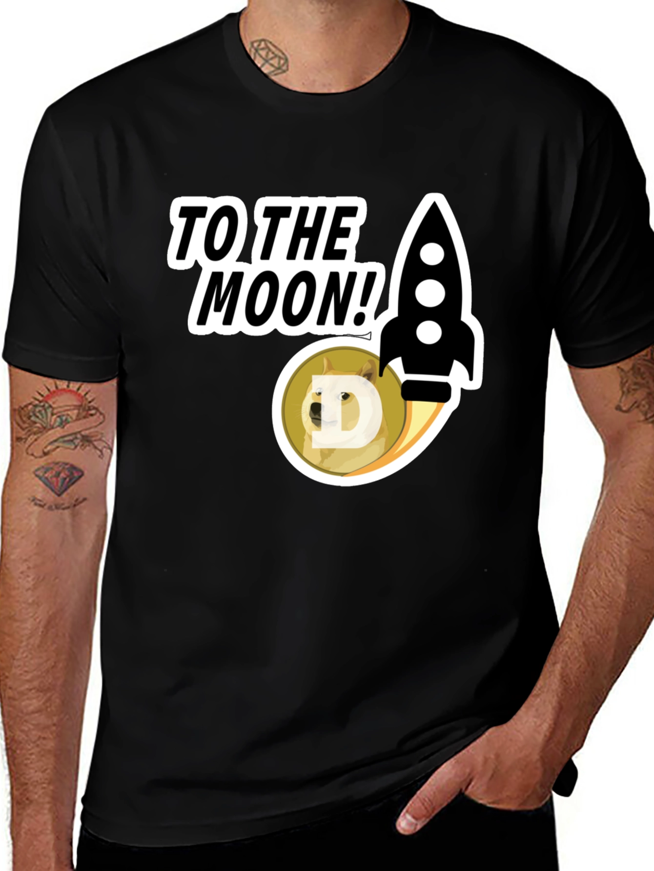 Variant 7 of To the Moon! Doge Rocket Graphic Tee