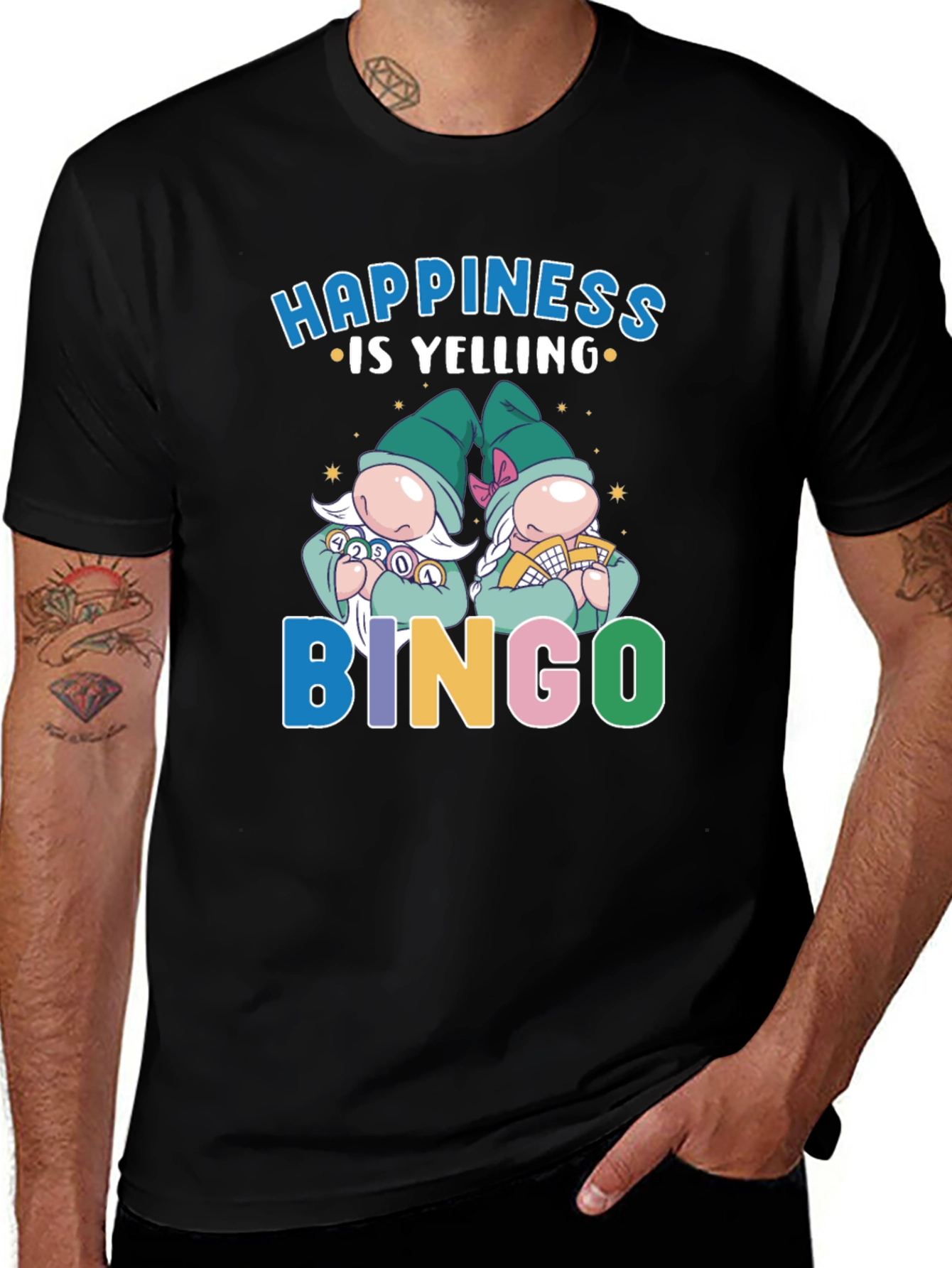 Variant 6 of Happiness is Yelling Bingo Gnome Graphic Tee