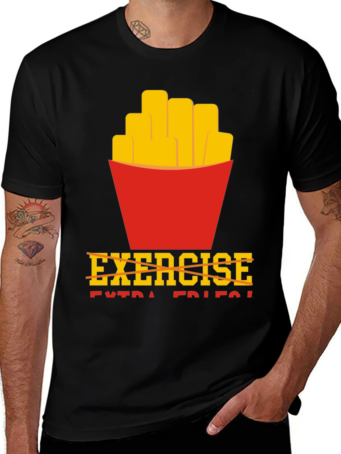 Variant 8 of Funny Exercise Extra Fries T-Shirt