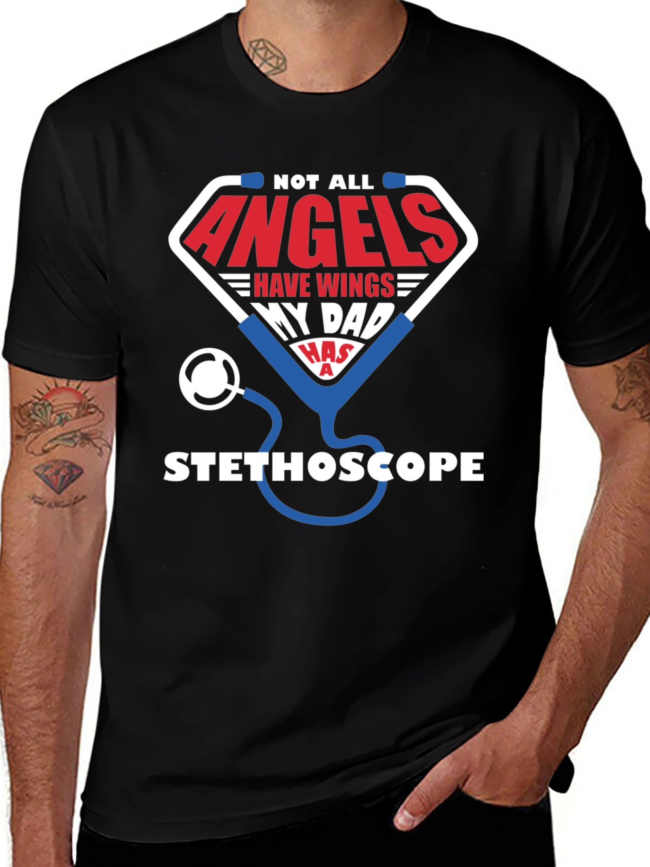 Variant 3 of Dad Angel Stethoscope T-Shirt