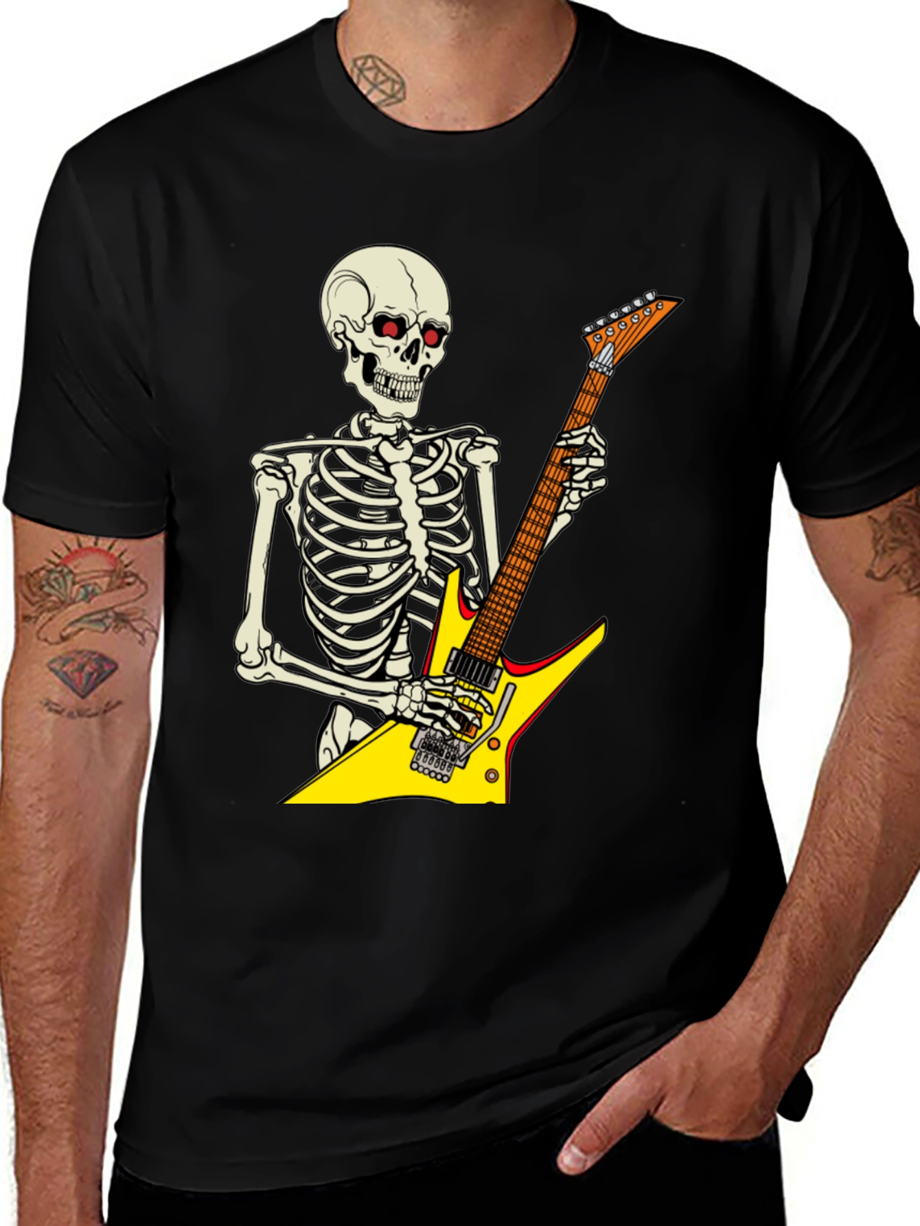 Variant 22 of Skeleton Guitarist Graphic Tee - Rock On!