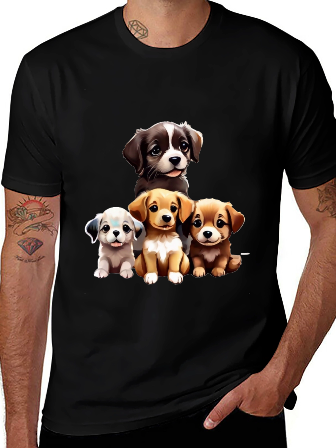 Black Puppy Pals Graphic Tee - Cute Dog Lover Shirt main image