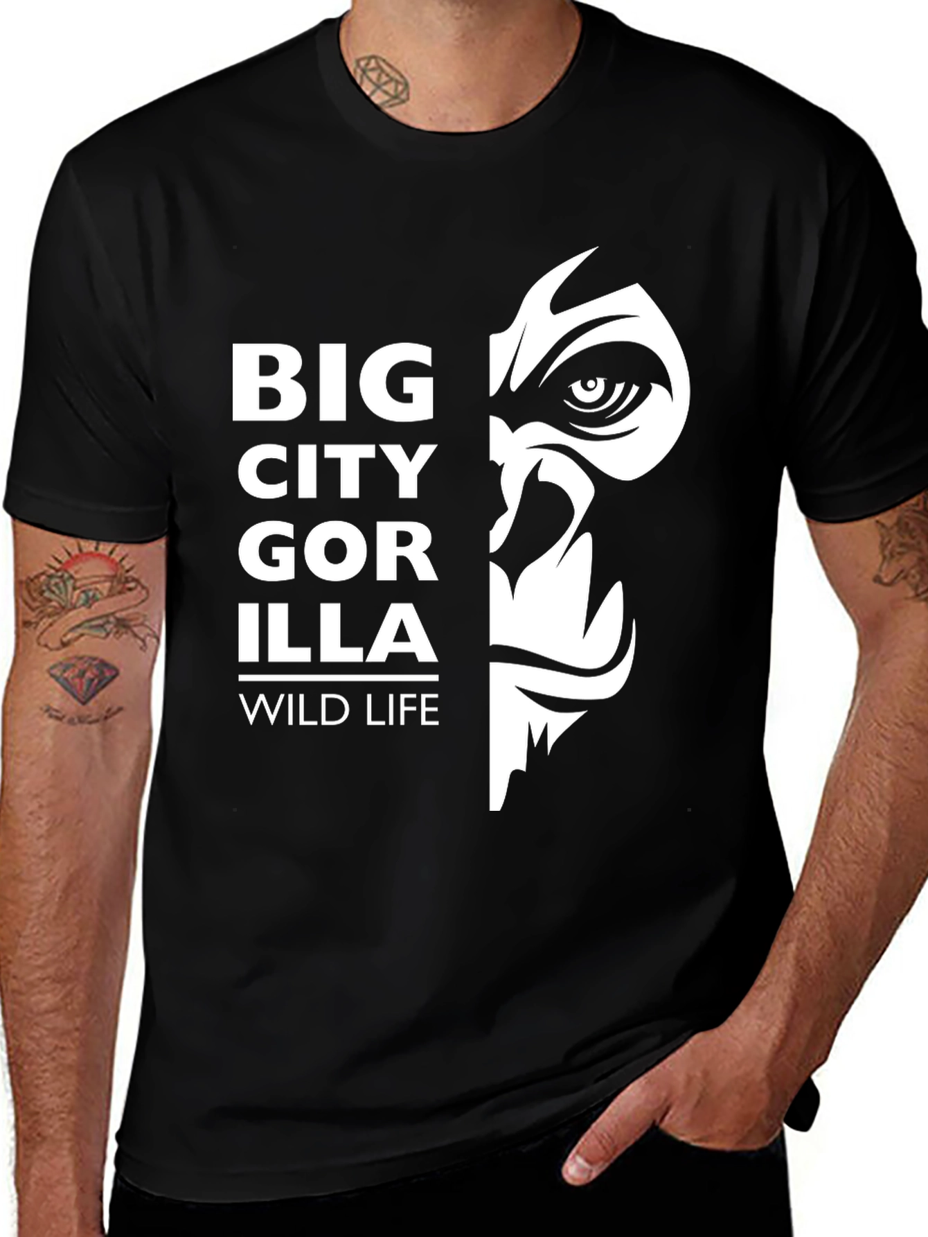 Variant 15 of Big City Gorilla Wildlife T-Shirt - Black