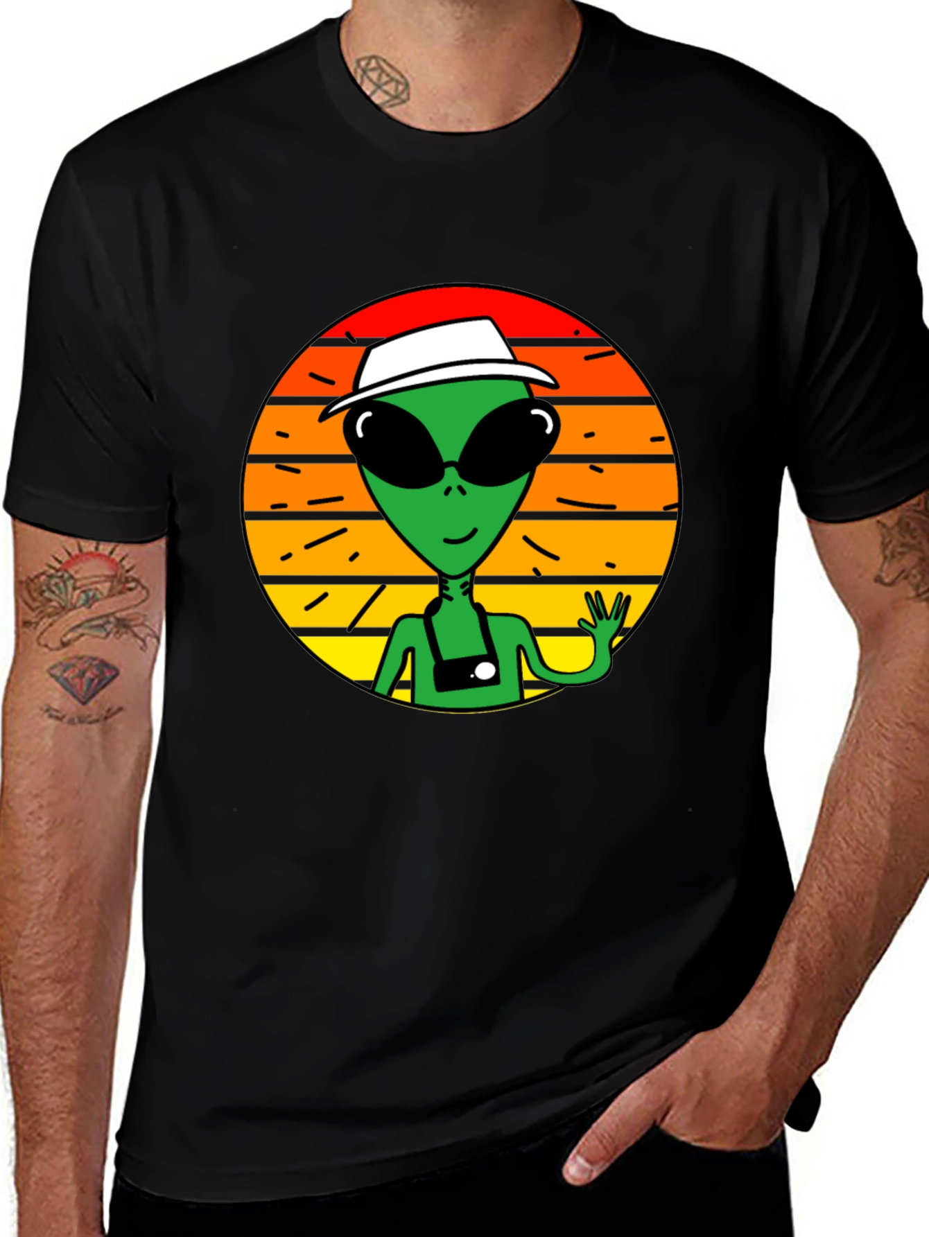 Variant 3 of Retro Alien Graphic Tee -  Space Tourist T-Shirt