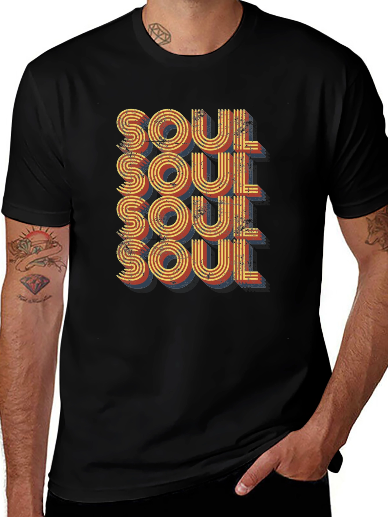 Variant 4 of Retro Soul Graphic Tee - Vintage Style Black T-Shirt