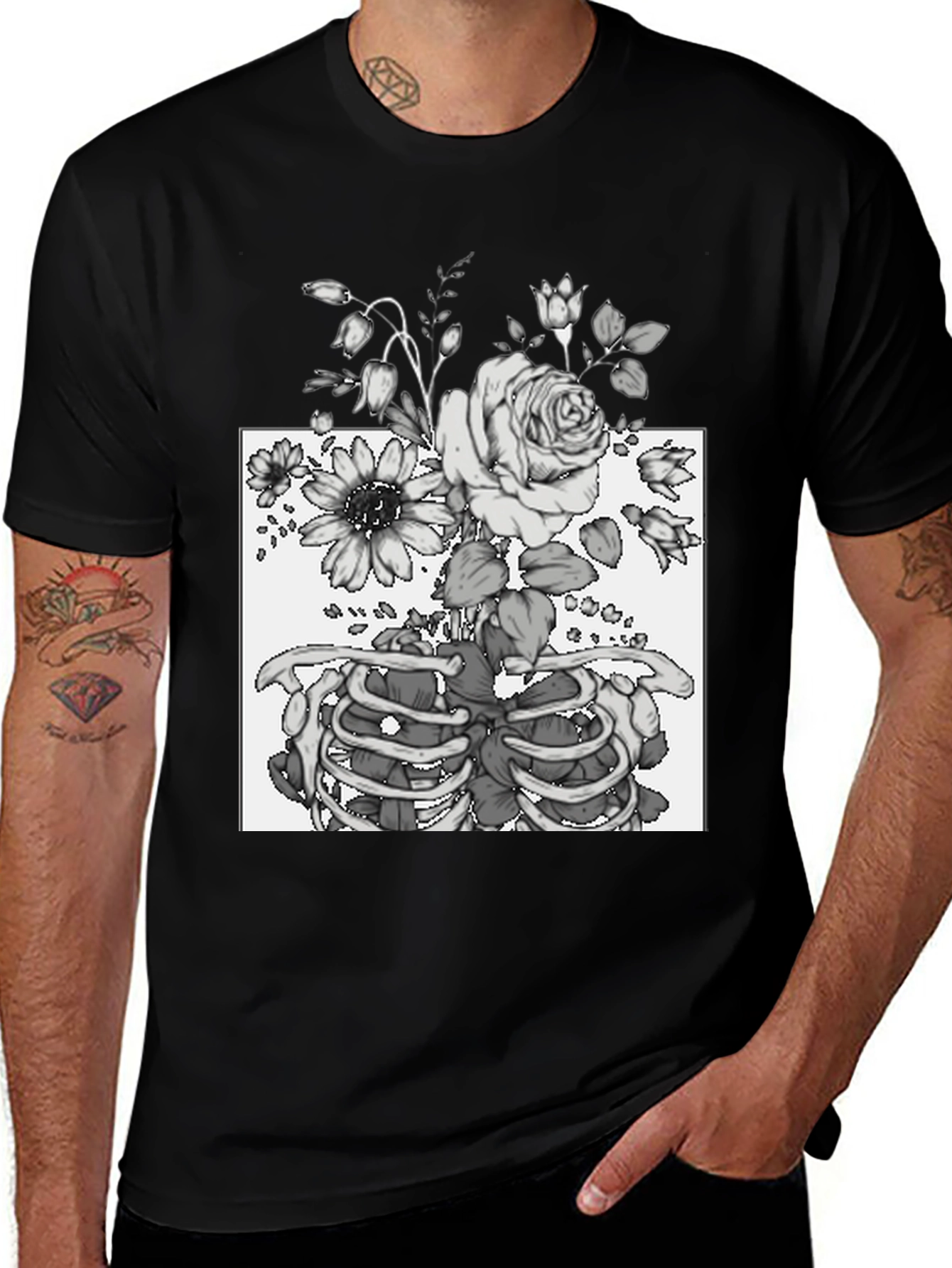 Variant 17 of Floral Rib Cage Graphic Tee