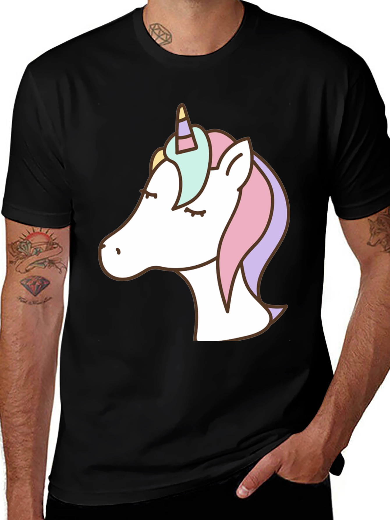 Variant 19 of Unicorn Graphic Tee - Black Cotton Blend