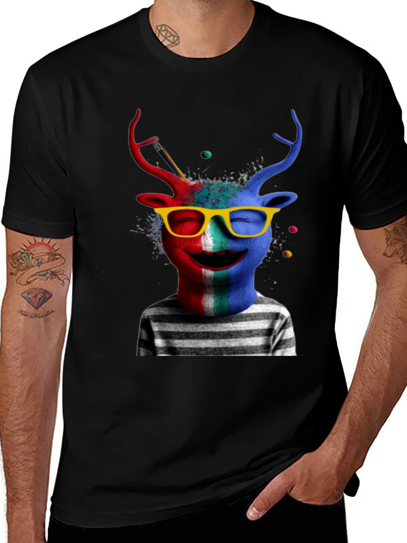 Variant 23 of Colorful Deer Graphic Tee - Quirky Art T-Shirt