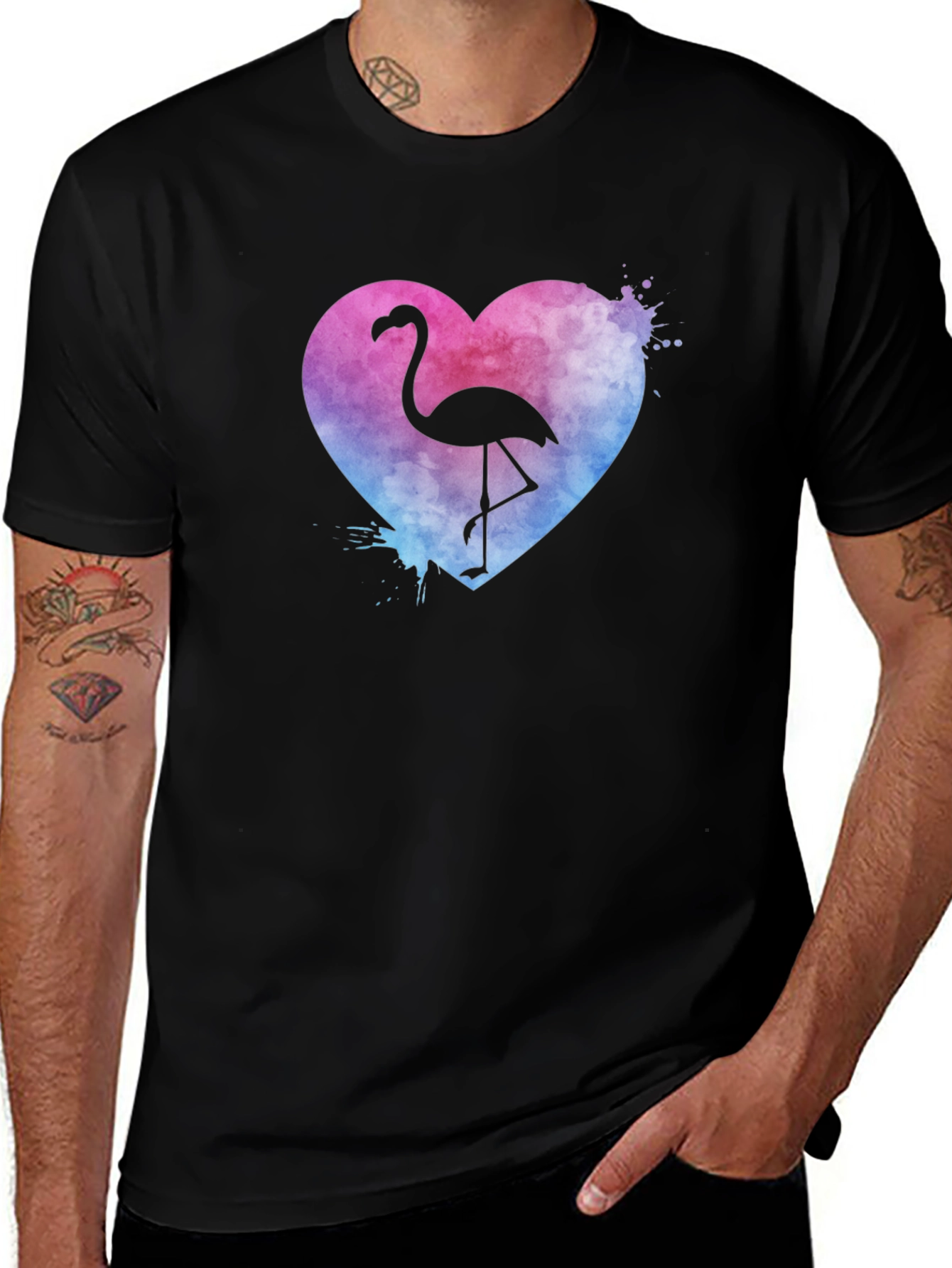 Variant 8 of Flamingo Heart T-Shirt - Graphic Tee
