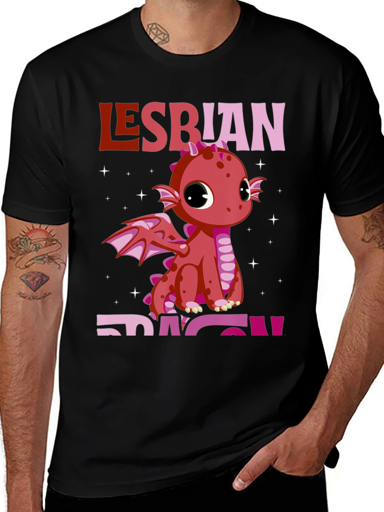 Lesbian Dragon Pride T-Shirt - Black