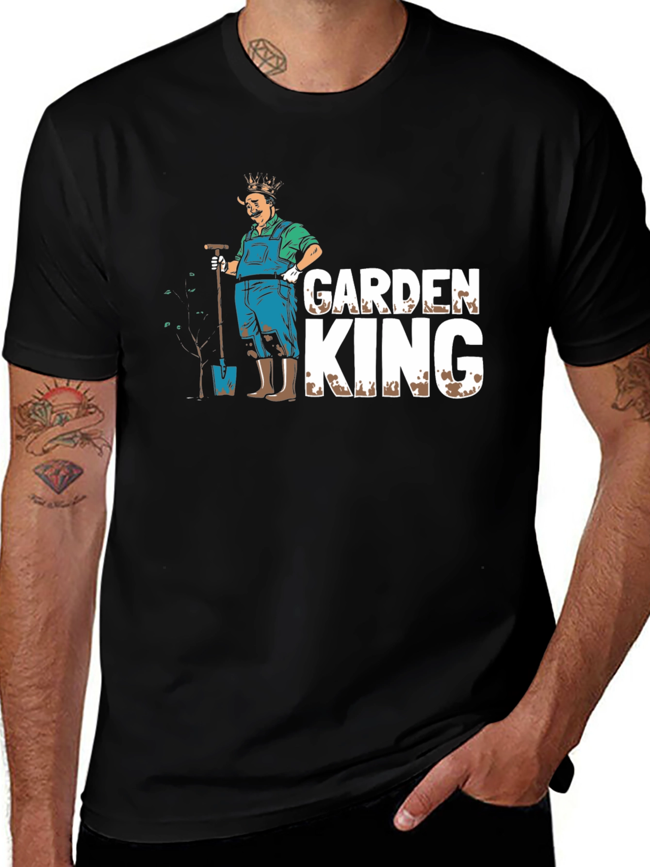 Variant 30 of Garden King Black T-Shirt - Gardener Design