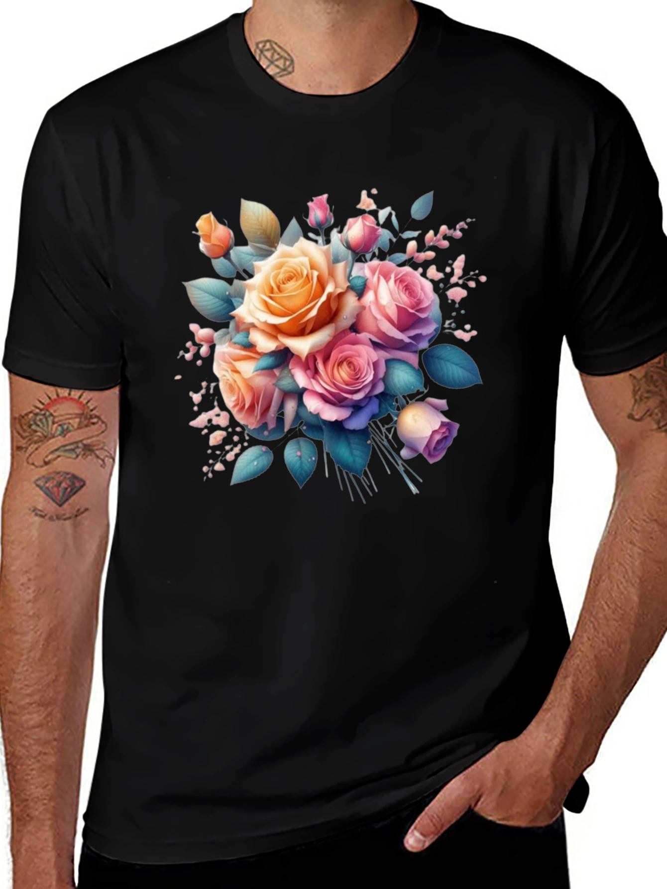 Variant 6 of Floral Rose Bouquet Graphic T-Shirt