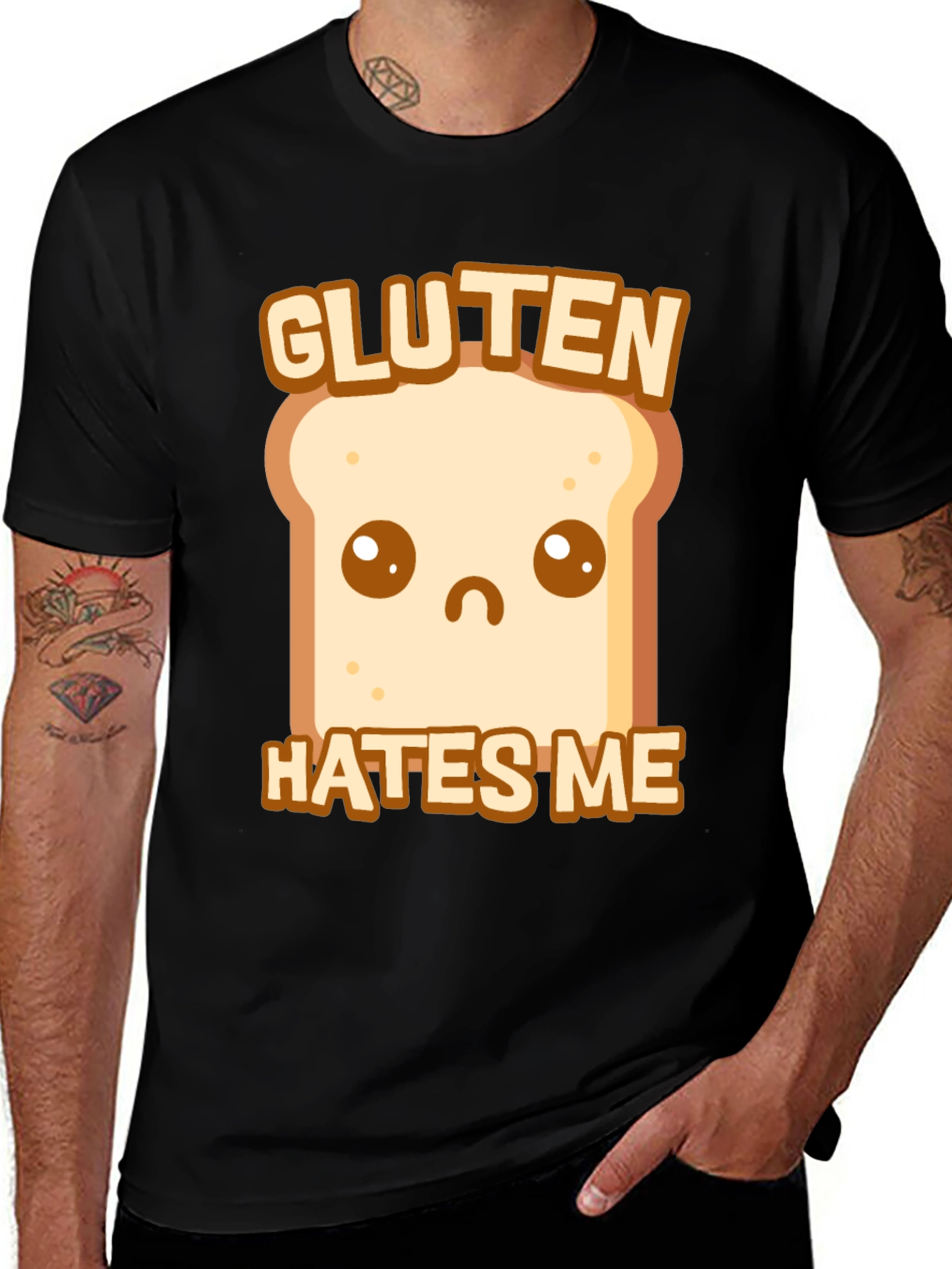 Gluten Hates Me Graphic T-Shirt, Funny Foodie Tee