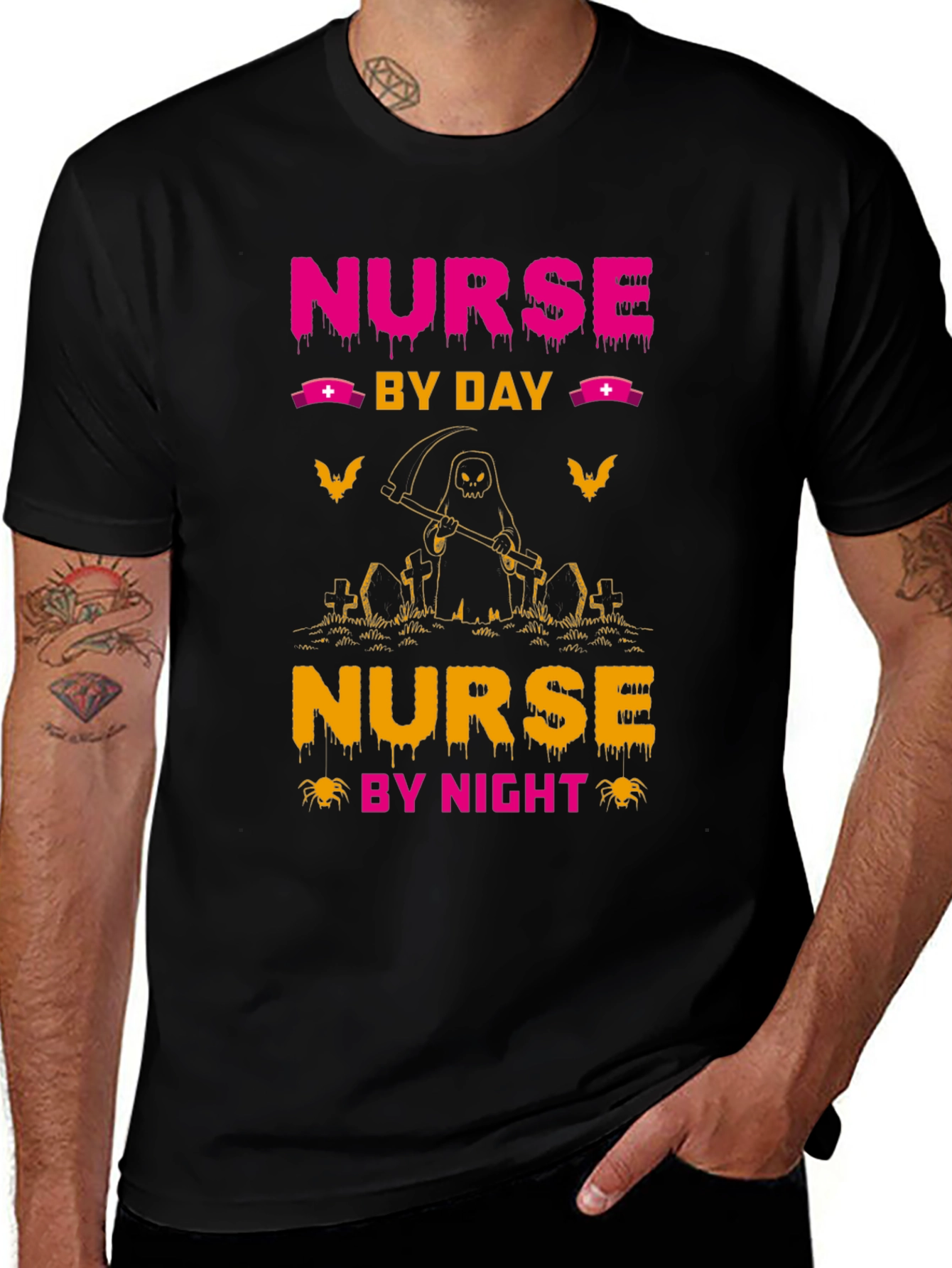 Variant 15 of Nurse By Day By Night Black Graphic T-Shirt
