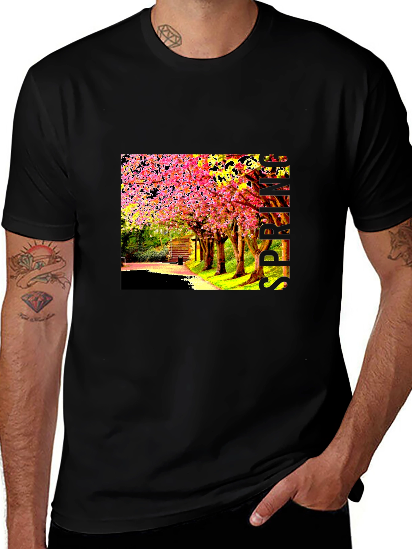 Variant 25 of Cherry Blossom Tree Graphic Black T-Shirt
