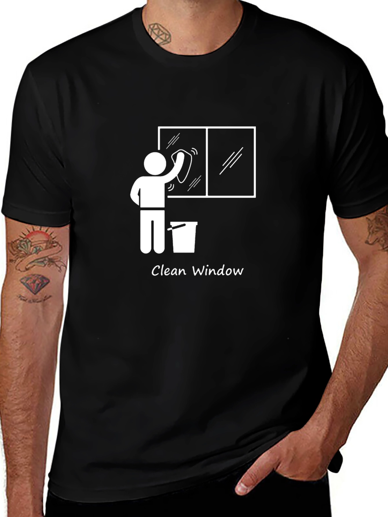 Variant 15 of Clean Window Graphic T-Shirt - Unisex Black Tee
