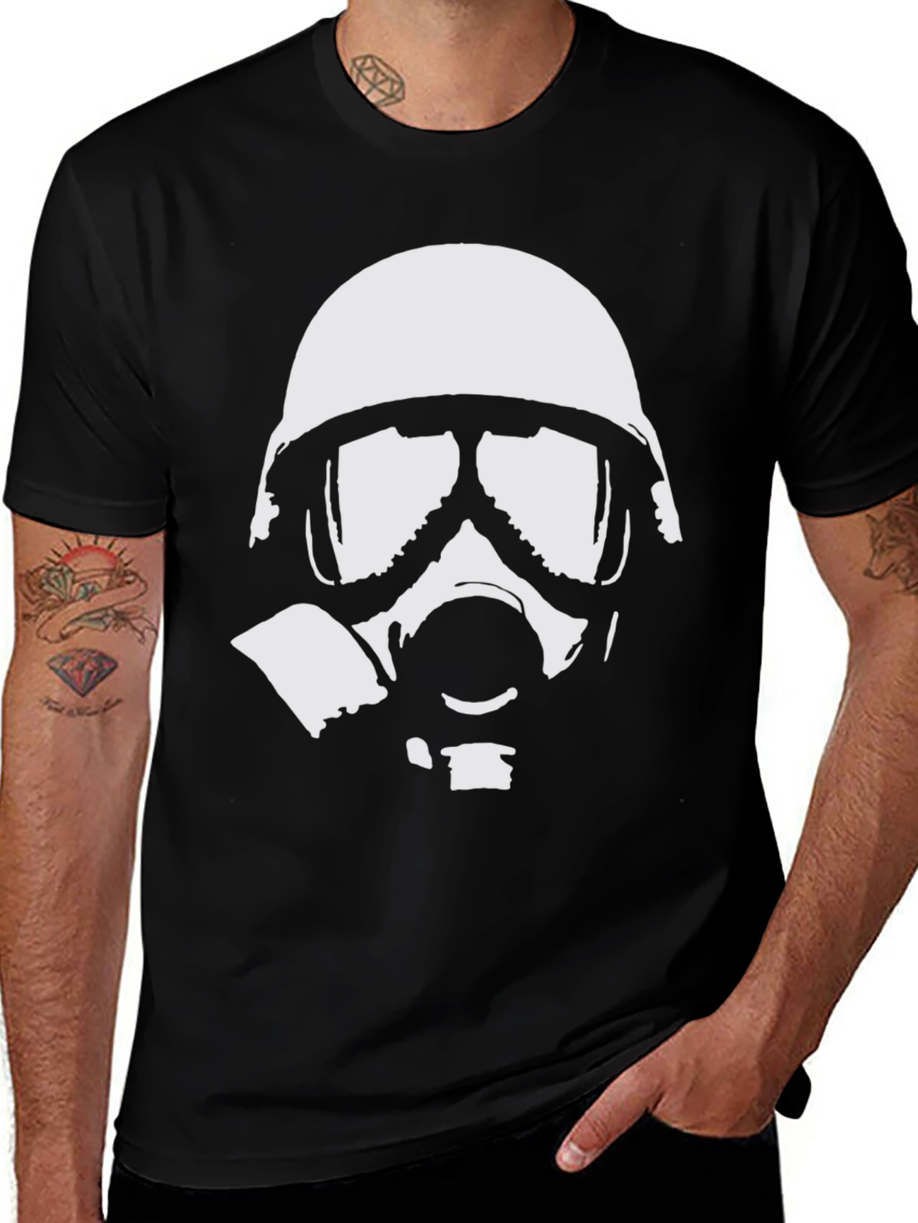 Variant 4 of Gas Mask Graphic Tee - Black Cotton T-Shirt