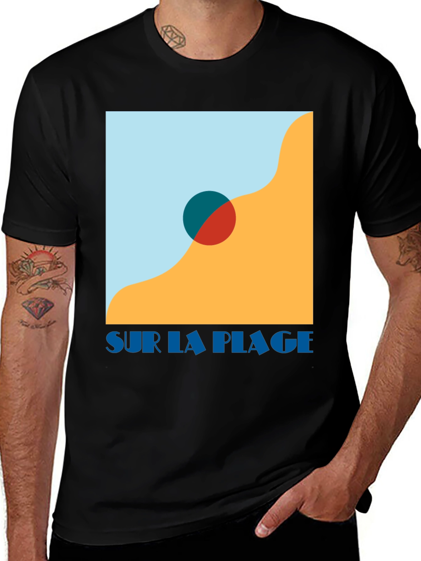 Variant 19 of Sur La Plage Graphic Tee - Black Cotton T-Shirt