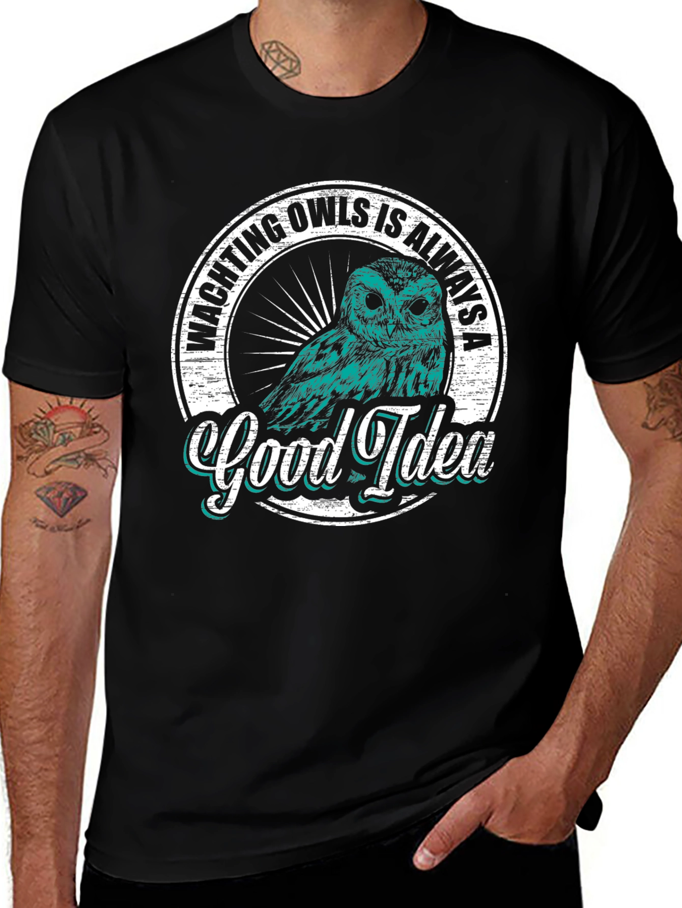 Variant 4 of Owl Watching Good Idea Graphic T-Shirt