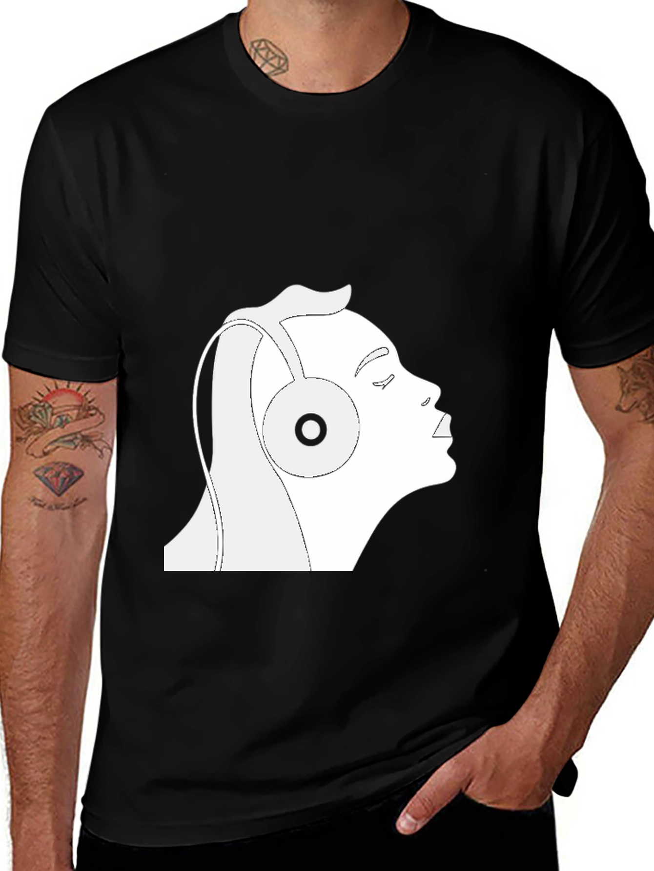 Variant 22 of Black T-Shirt with Headphones Graphic