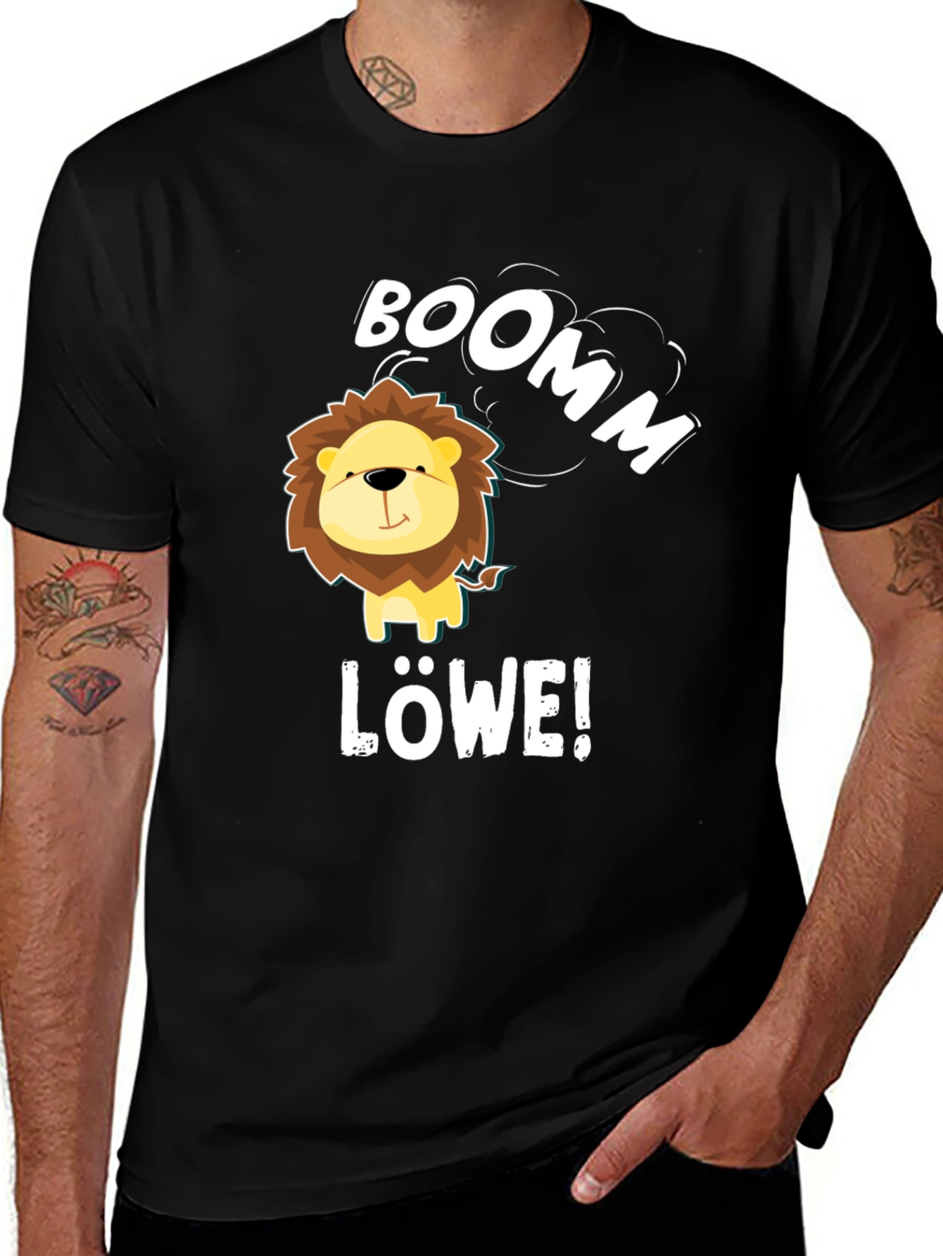 Variant 20 of Lion Boom! Graphic T-Shirt - Men's Black Tee