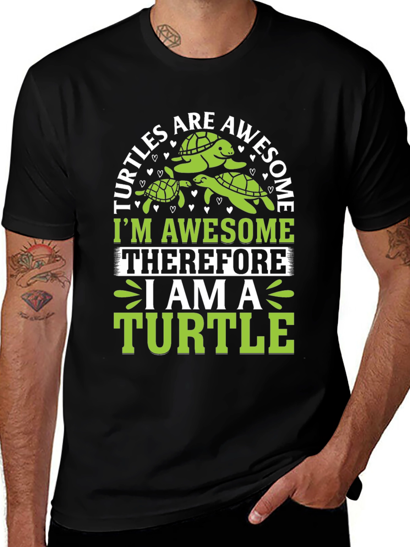 Variant 9 of Awesome Turtle Graphic Tee - Men's Black T-Shirt