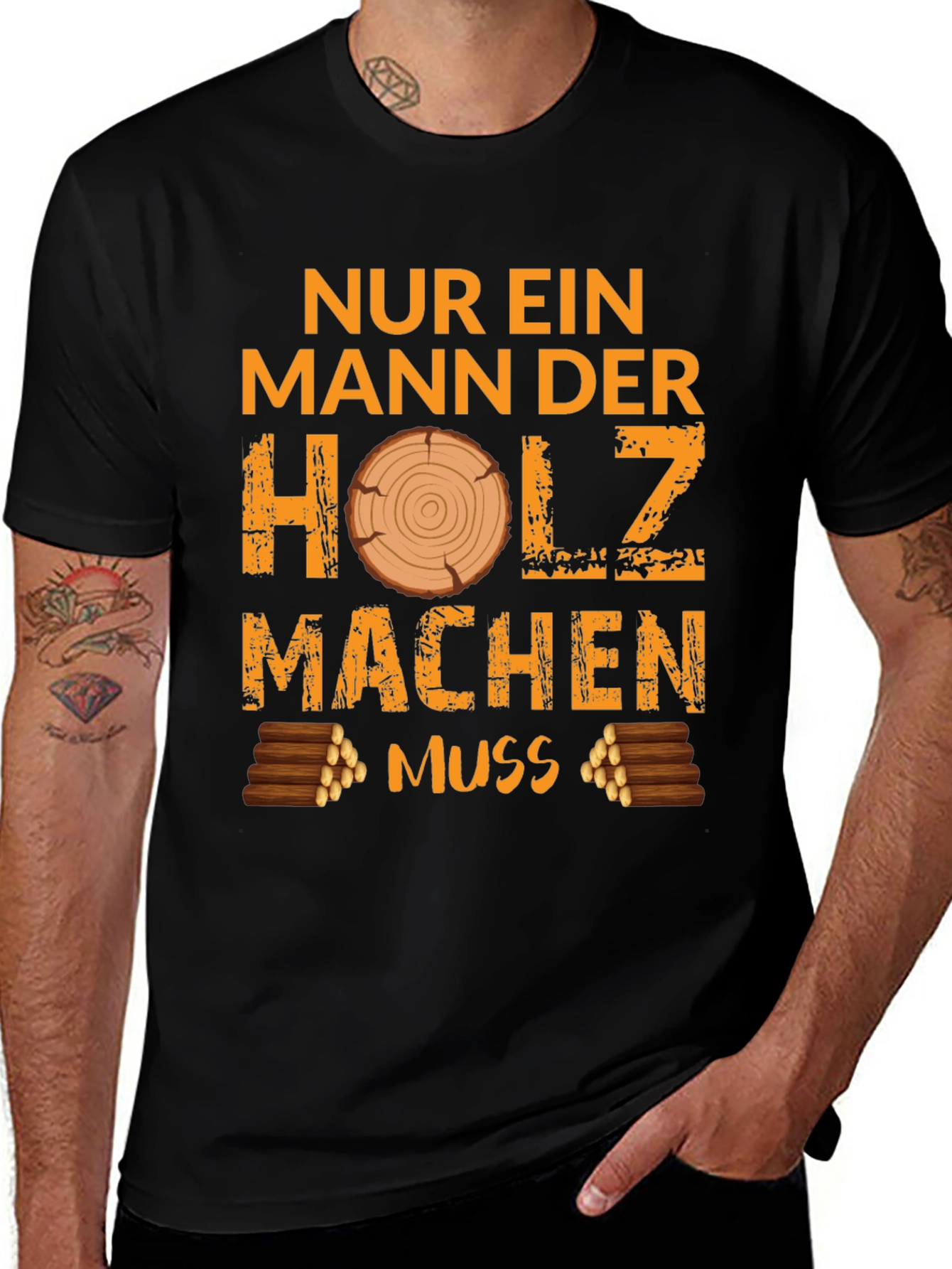 Variant 30 of Holz Machen Muss T-Shirt - Lumberjack Tee