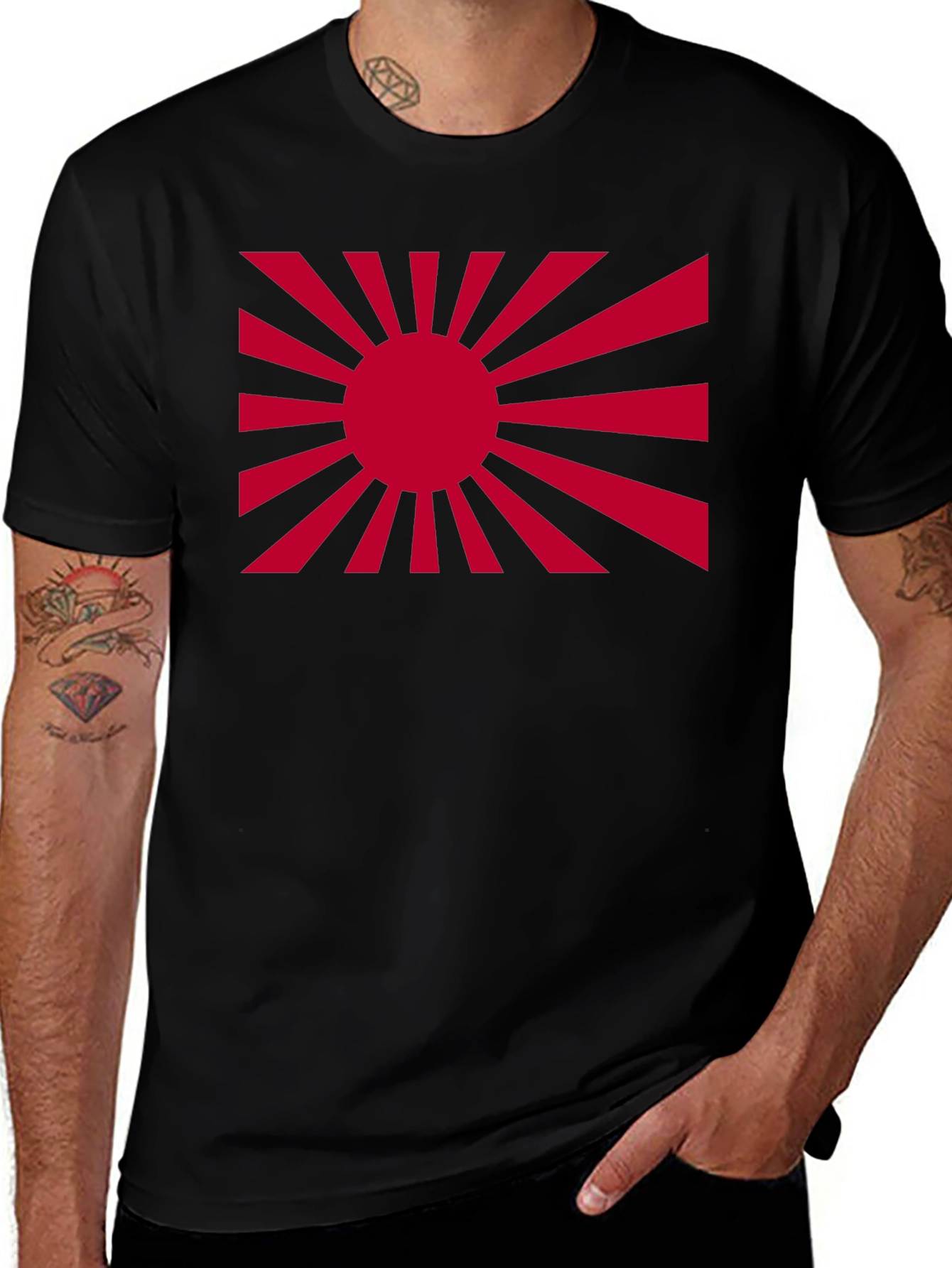 Variant 9 of Rising Sun Graphic Tee - Black Cotton Comfort