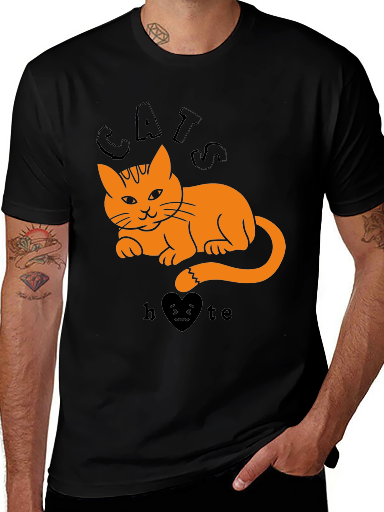 Black Cats Hate Heart Tee main image