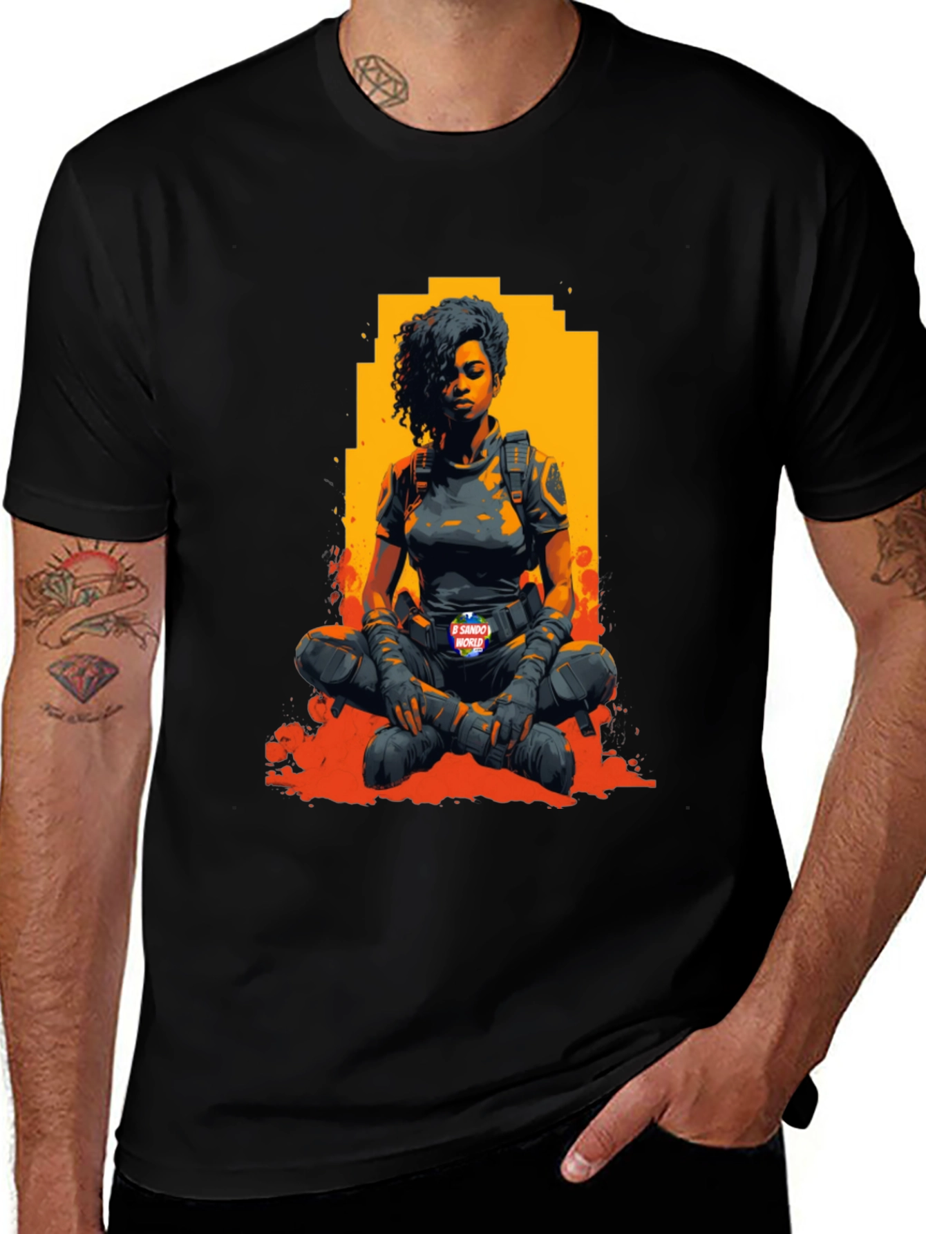 Variant 21 of Woman Warrior Graphic T-Shirt - Black