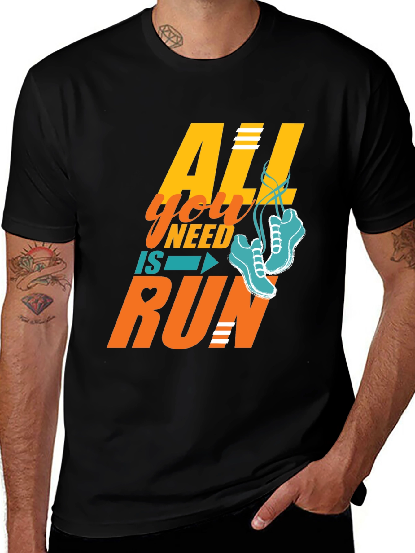 Variant 10 of All You Need is Run T-Shirt - Black