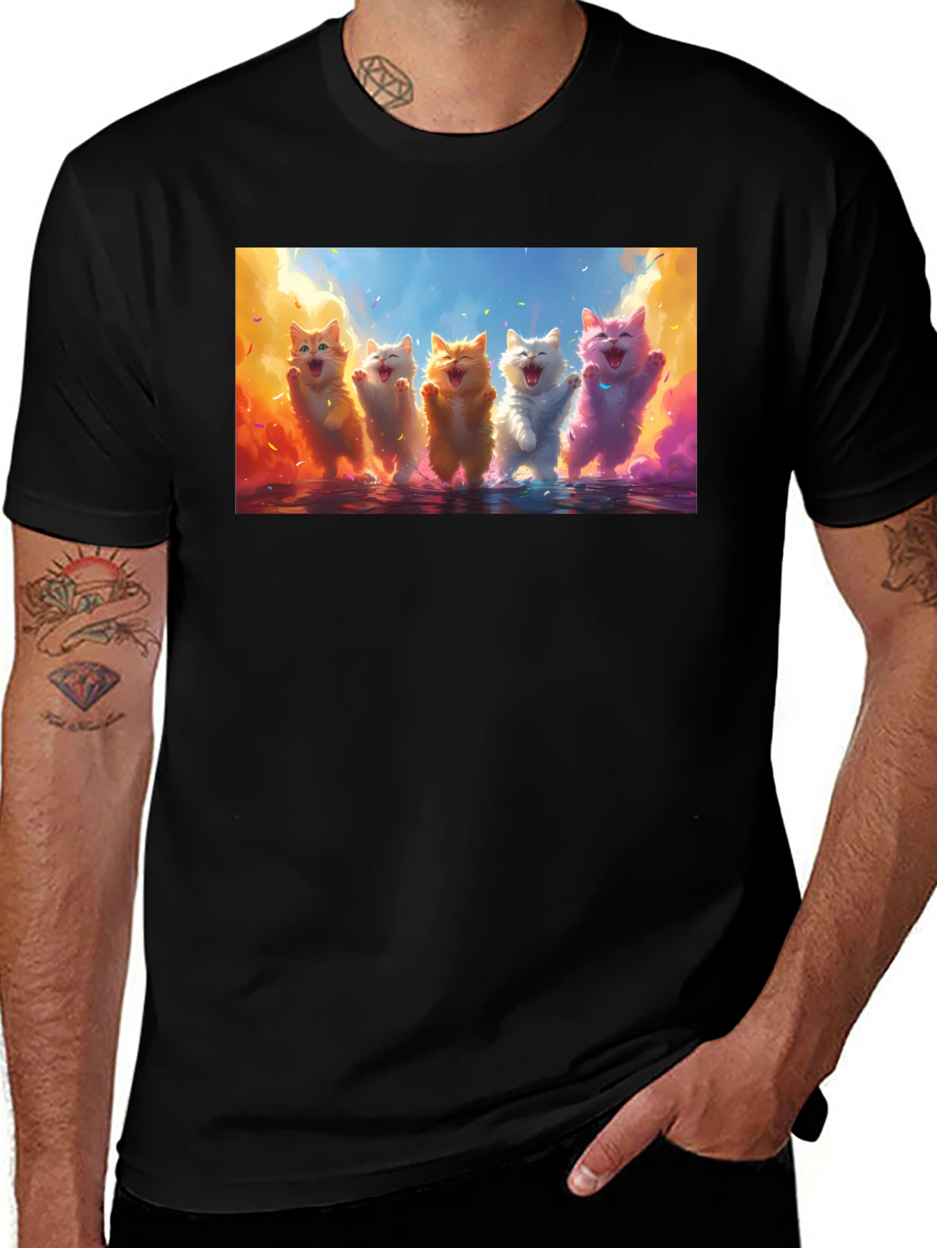 Variant 21 of Cute Cats Party T-Shirt - Fun Kitten Graphic Tee