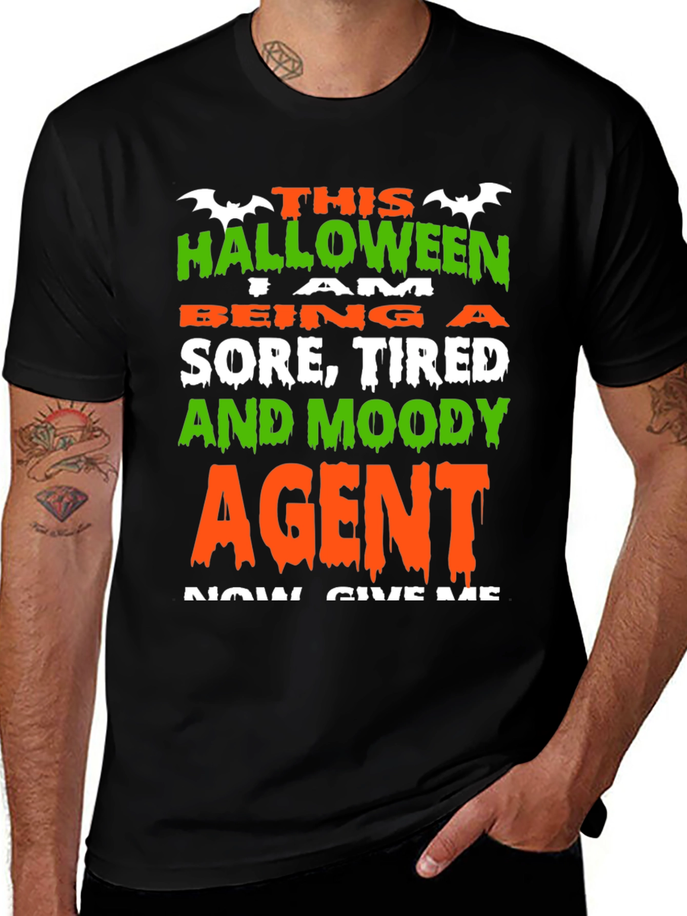 Halloween Sore Tired Moody Agent Graphic T-Shirt
