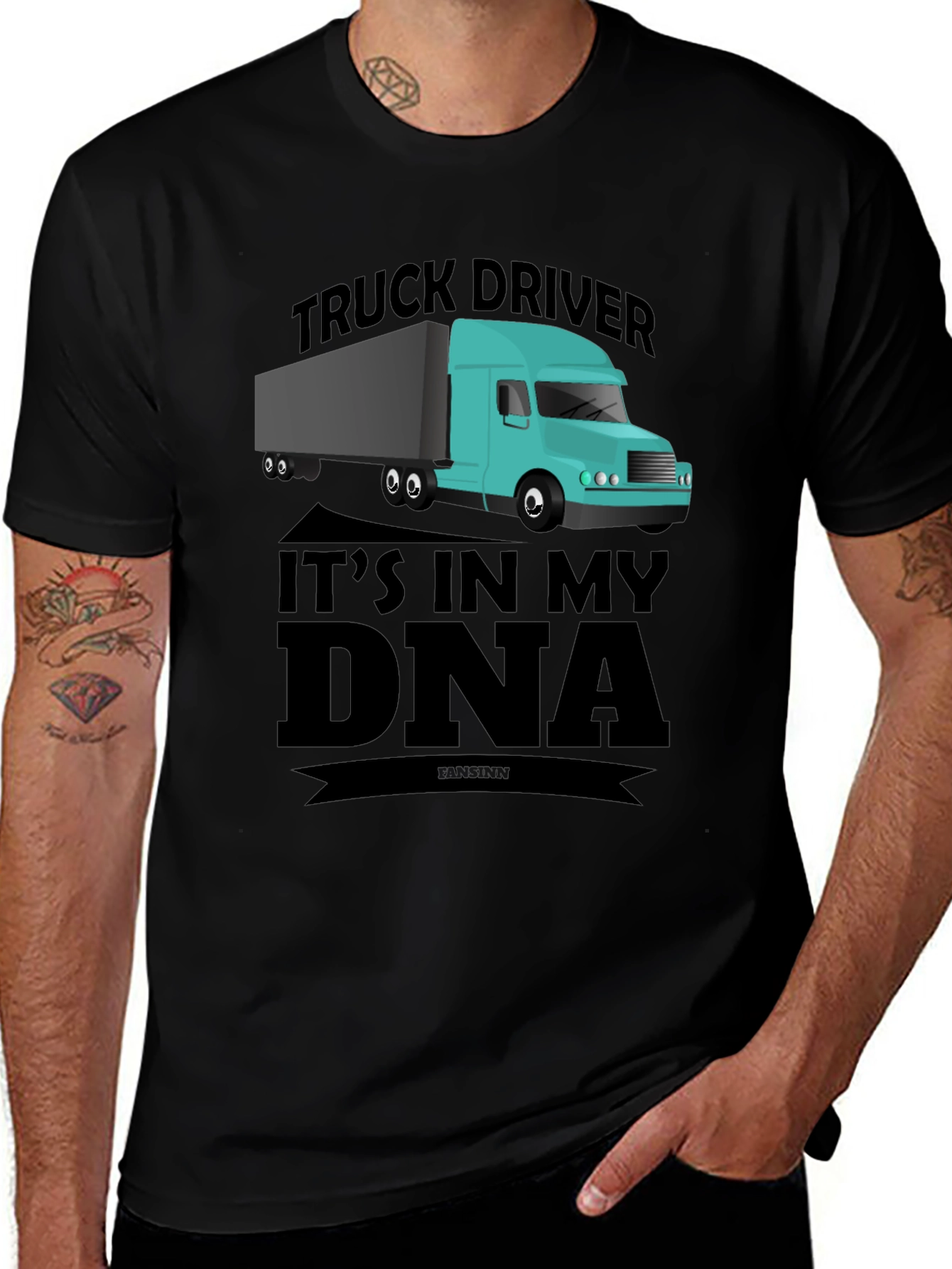 Variant 9 of Truck Driver DNA Graphic Tee - Black Casual T-Shirt