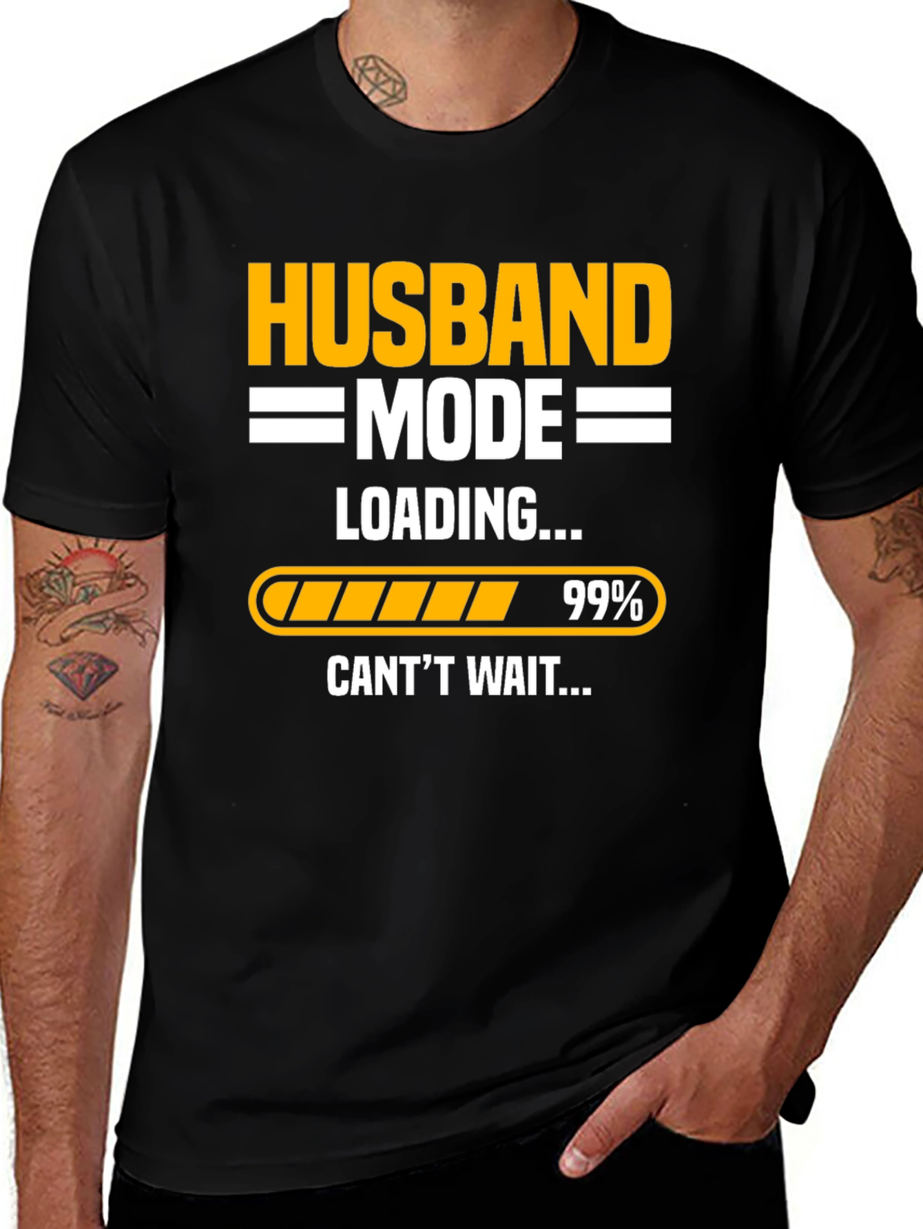 Variant 2 of Husband Mode Loading 99% Men's Graphic T-Shirt