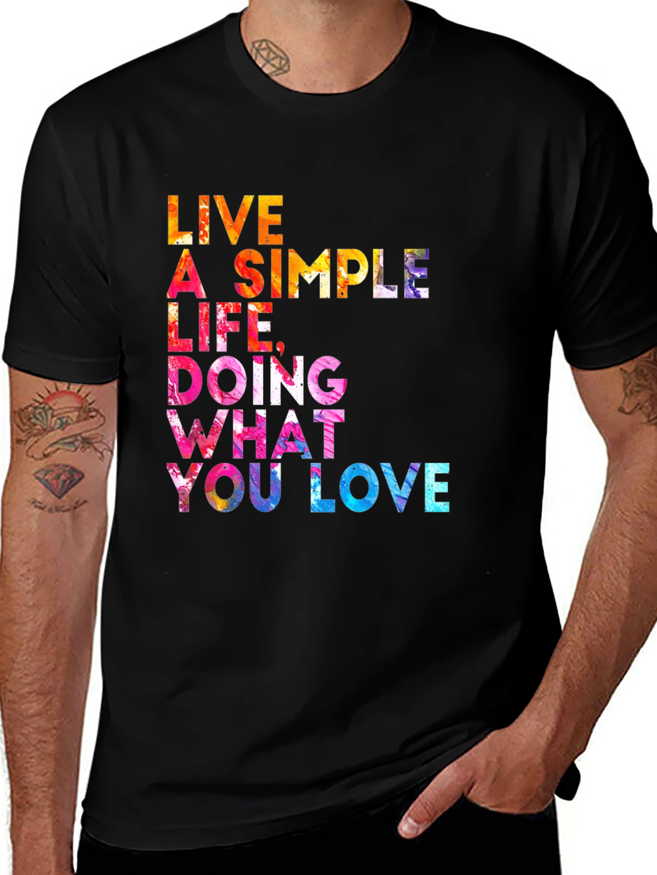 Variant 25 of Live a Simple Life Graphic Tee - Stylish Cotton Blend