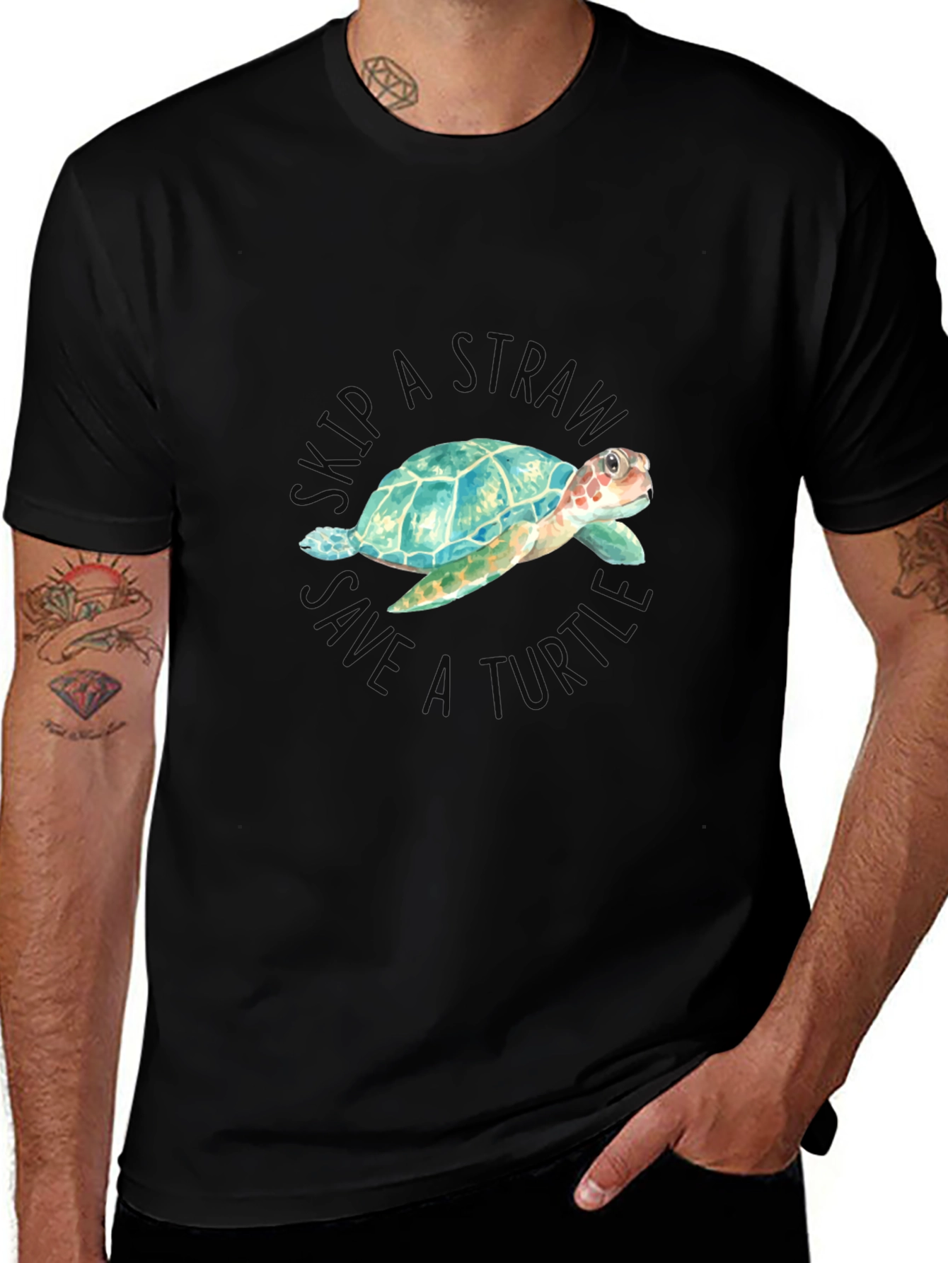 Variant 10 of Skip a Straw Save a Turtle Graphic Tee