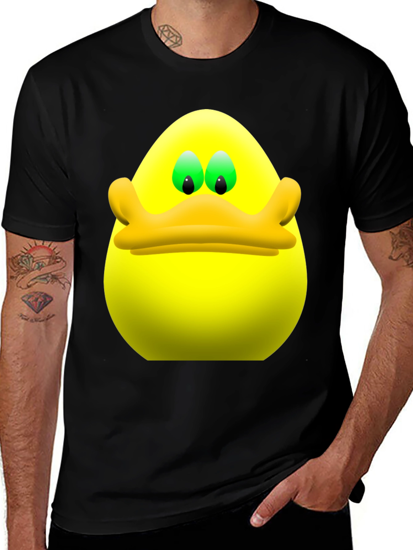 Variant 21 of Cartoon Duck Face Black T-Shirt